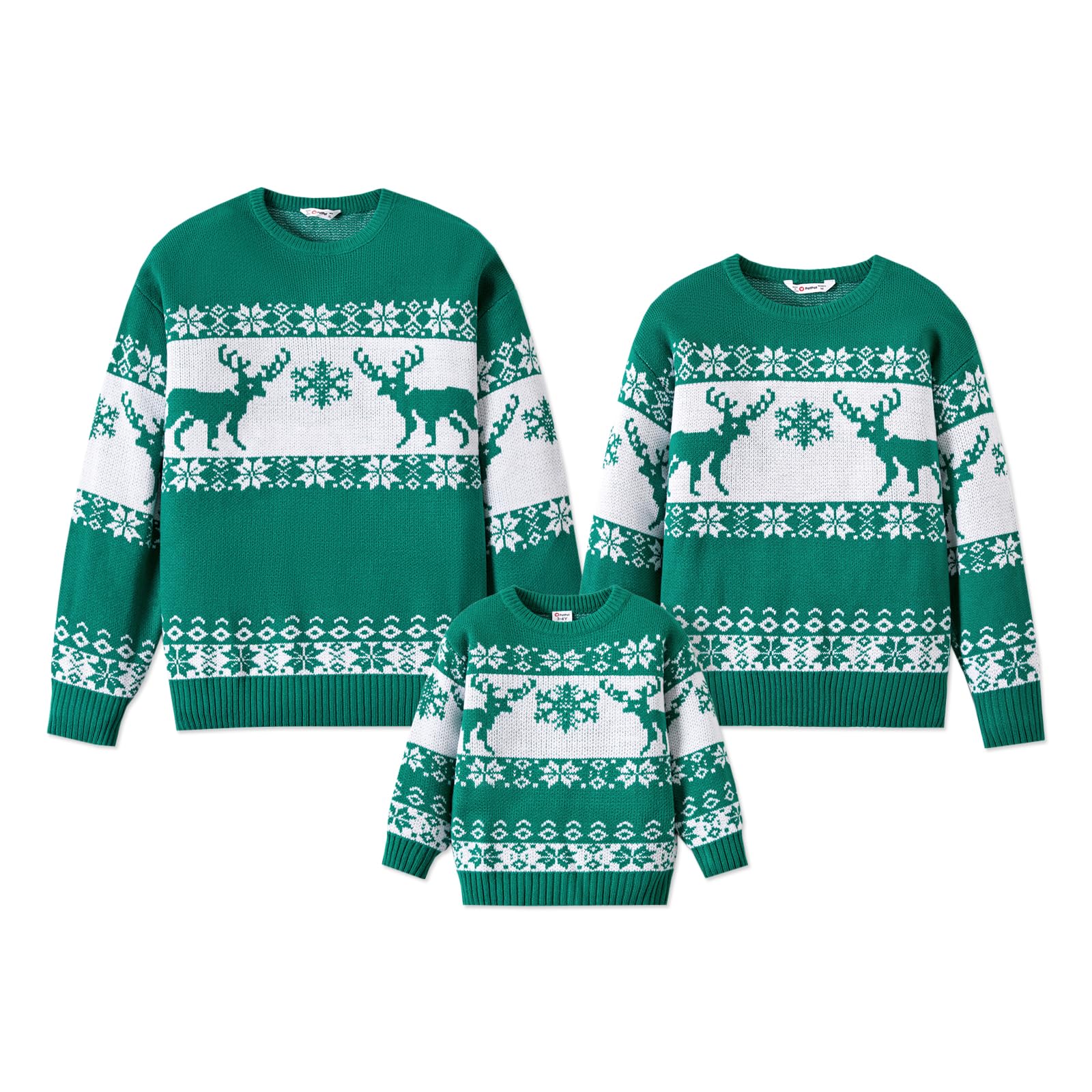 PATPAT Christmas Sweater Family Set Long Sleeve Knit Sweater Holiday Xmas Knitted Pullover