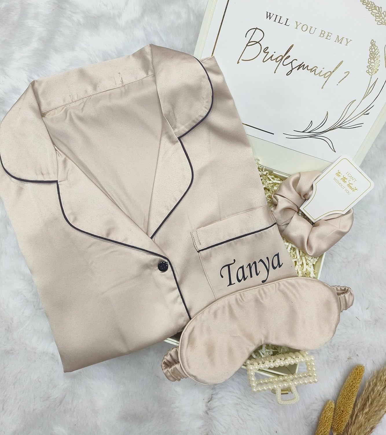Bridesmaid Proposal Gift Box with Pajama Set, Personalized Proposal Box with Satin Pajamas, Will You Be My Bridesmaid