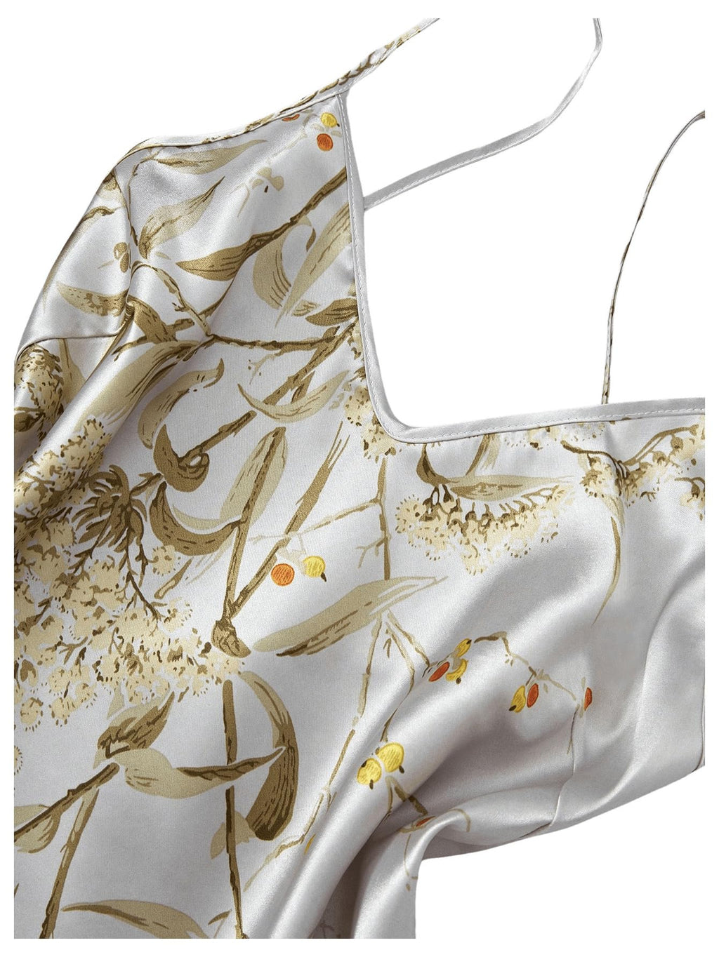 GORGLITTER Women's 5 Piece Floral Print Satin Pajama Set Nightgown Robe Cami Shorts Sleepwear with Storage Bag