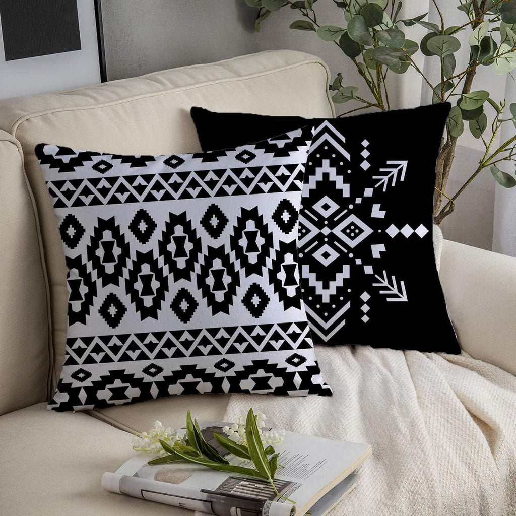 Western Native American Throw Pillow Covers 18X18 Southwestern Boho Aztec Navajo Turquoise Decorative Cushion Pillow Cases for Outdoor Home Decor Set of 4, Double Side Print (African Mudcloth)