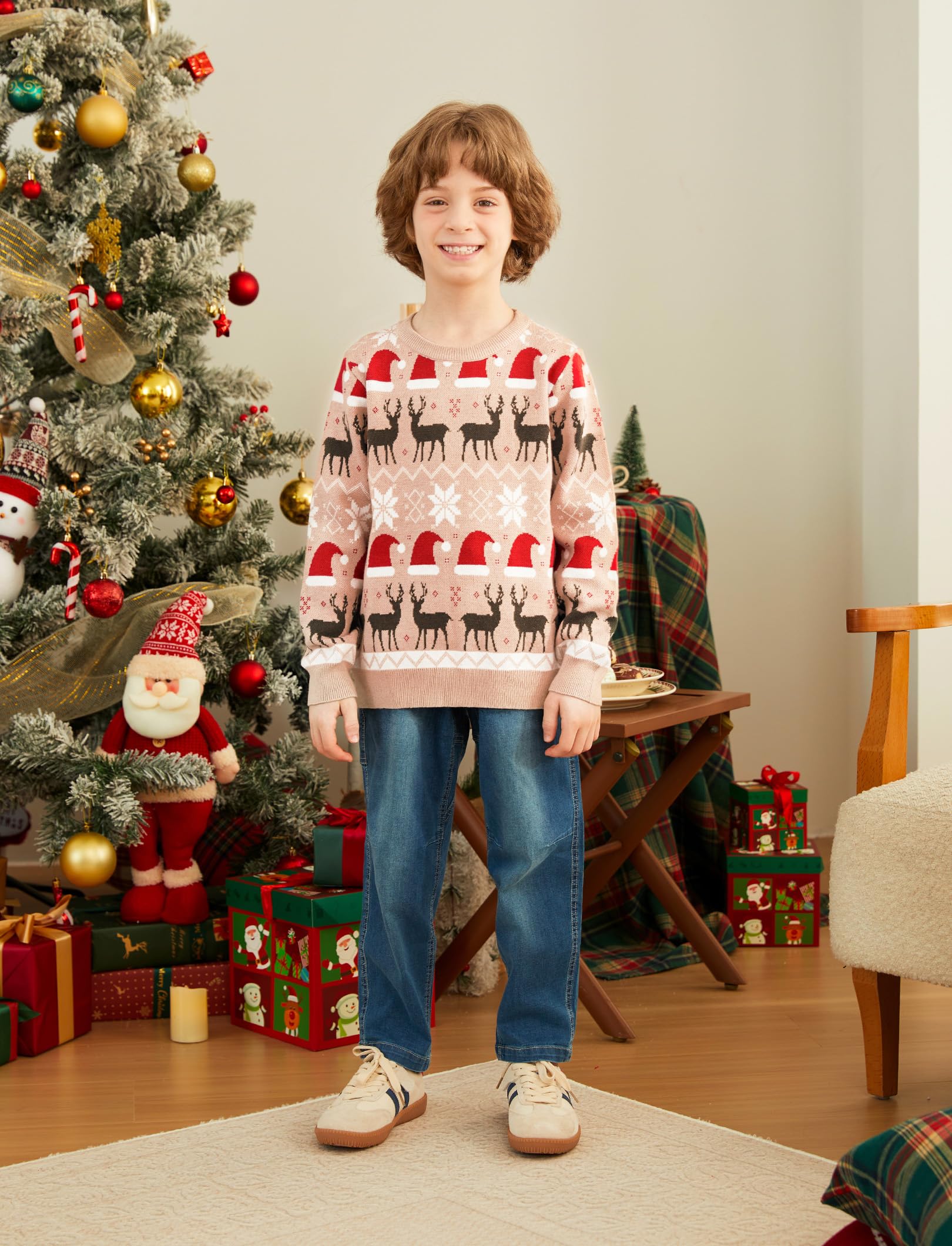 PATPAT Christmas Sweater Family Set Long Sleeve Knit Sweater Holiday Xmas Knitted Pullover