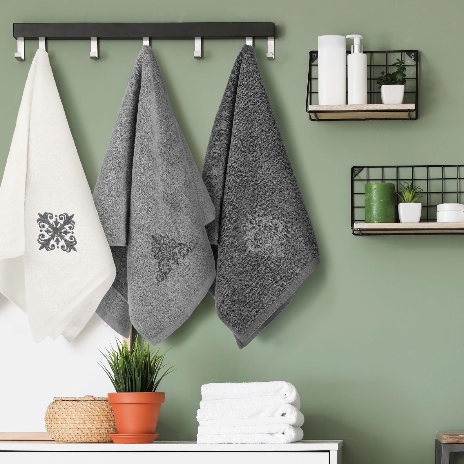 3 Pcs African Woman Hand Towels Black Girl African American Bathroom Home Decor Boho Decorative Farmhouse 100% Cotton Embroidered Towels for Bathroom Kitchen 13. 3 x 29. 5''