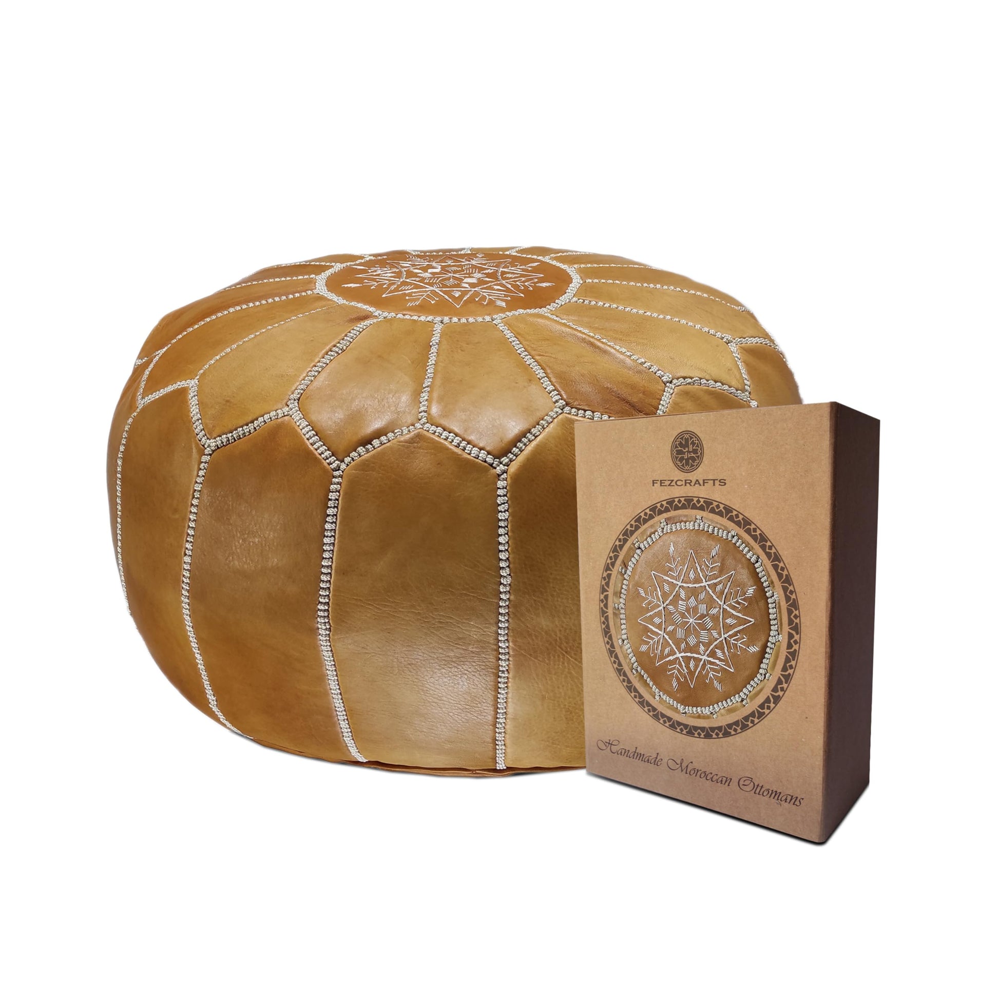 Fezcrafts Genuine Leather Moroccan Ottoman unstuffed Moroccan Pouf Footresf Livin Room Cocktail Seats Goatskin Tribal Bohemian Home Decor (Black)