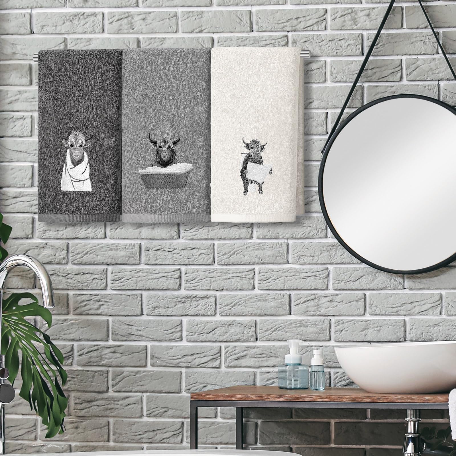 3 Pcs African Woman Hand Towels Black Girl African American Bathroom Home Decor Boho Decorative Farmhouse 100% Cotton Embroidered Towels for Bathroom Kitchen 13. 3 x 29. 5''