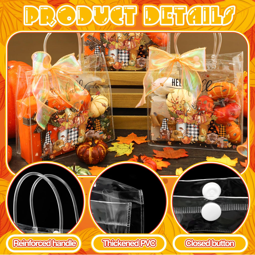 Motipuns 24 Pcs Christmas Clear PVC Gift Bags with Handles and Ribbon African American Black Santa Claus Party Favor Reusable Plastic Candy Treat Tote Bags for Merry New year Xmas Birthday Supplies