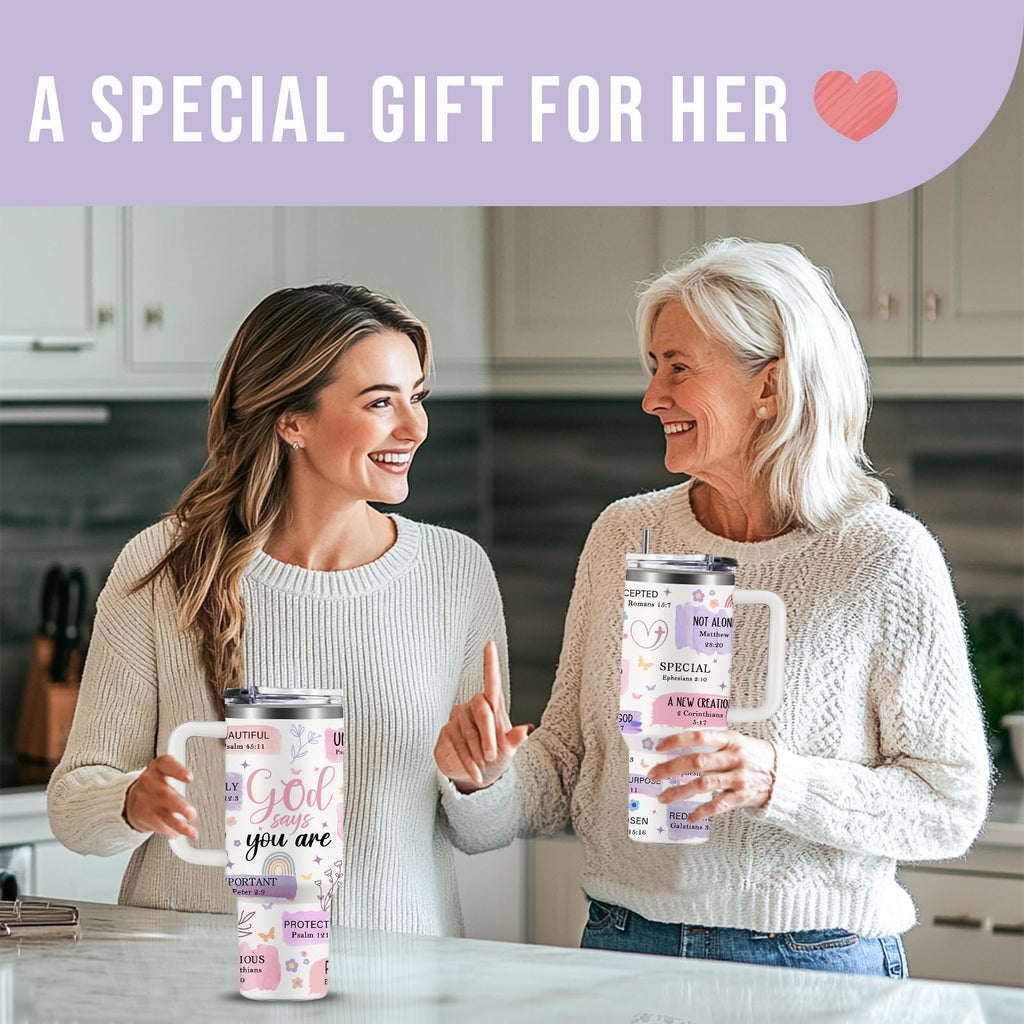 Christian Gifts for Women, 40 oz I Can Do All Things Christ Tumbler With Handle, Inspirational Religious Birthday Gifts for Faith Cup, Christian Jesus God Bible Verse Pastor Prayer Gift for Christmas