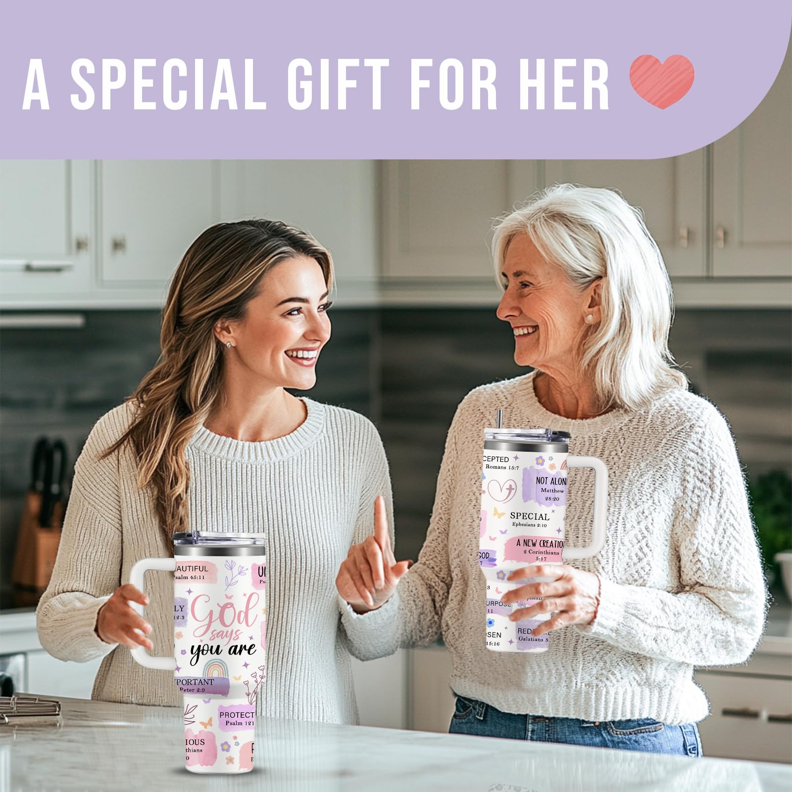 Christian Gifts for Women, 40 oz I Can Do All Things Christ Tumbler With Handle, Inspirational Religious Birthday Gifts for Faith Cup, Christian Jesus God Bible Verse Pastor Prayer Gift for Christmas