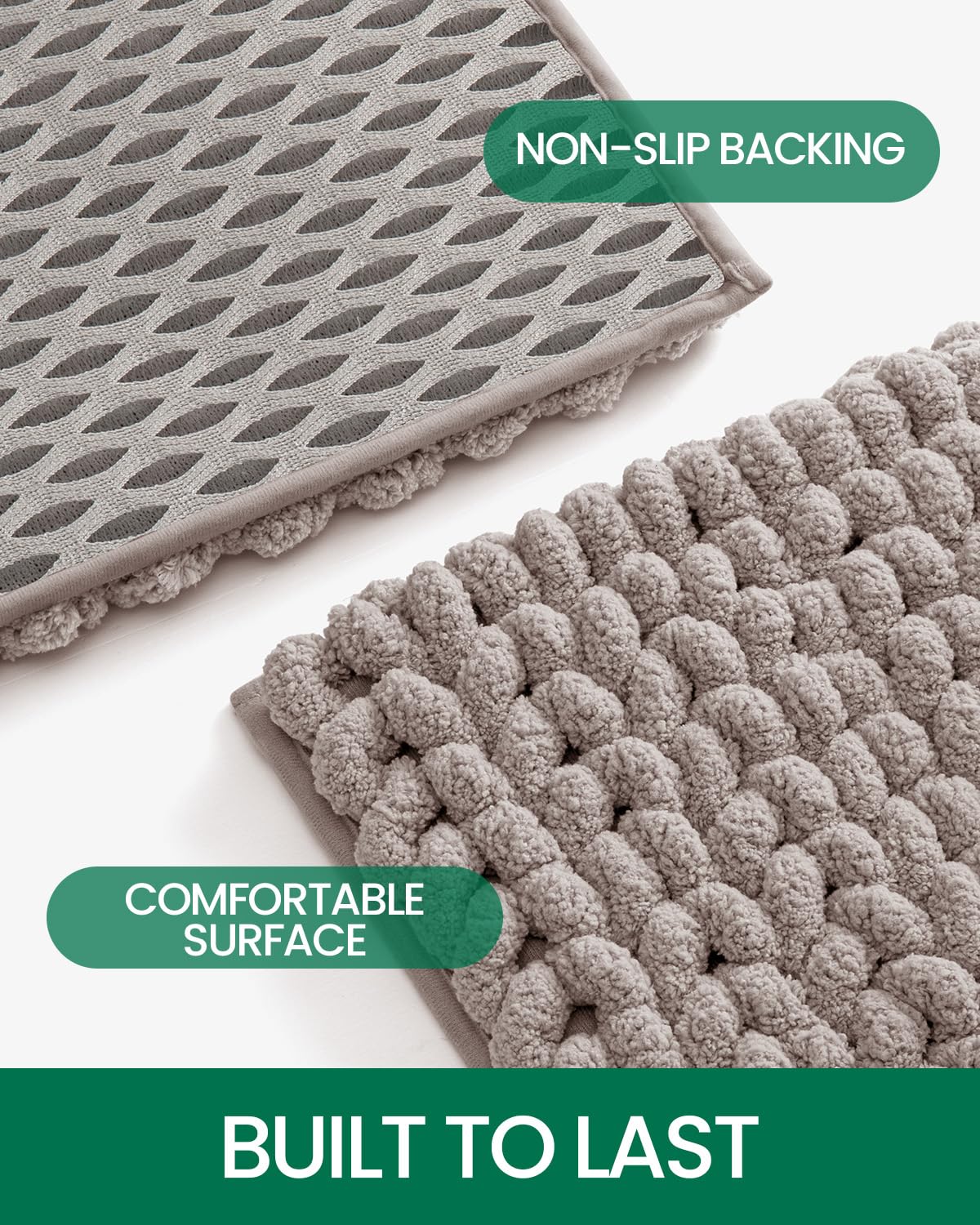 LUMI Luxury Bathroom Rug, Ultra Soft Quick Dry Bath Mat, Non-Slip Absorbent Thick Chenille Bath Rug, Cozy Braid Design Floor Mat for Bathtub, Sink, Laundry, Bedroom, White, 24"x36"