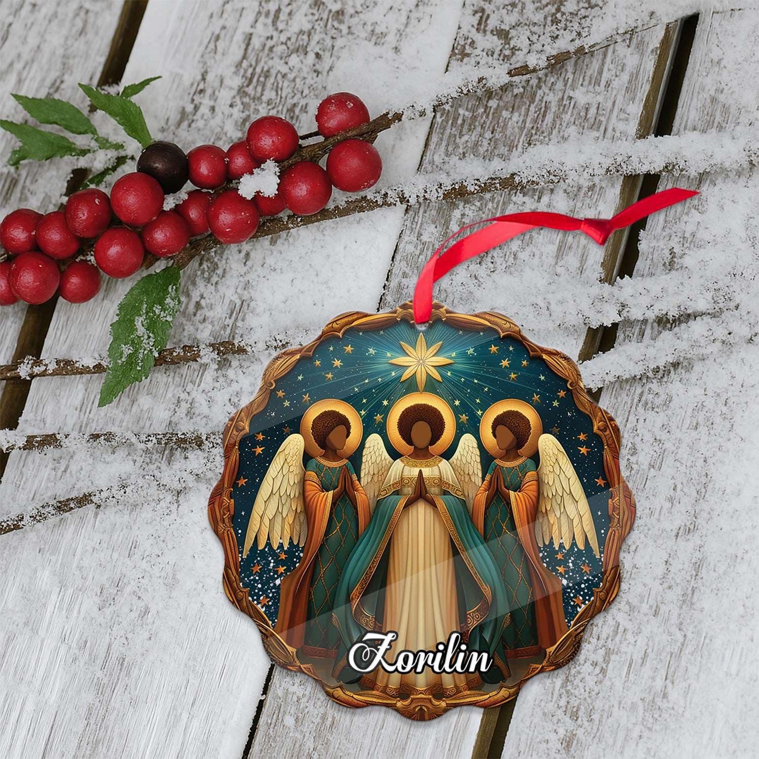 2D Acrylic Christmas Elf Shaped Ornament with Gift Box, Personalized Name Holiday Keepsake, Cute Ornament for Kids Room, Custom Name African-Inspired Decoration, Gifts for Boys