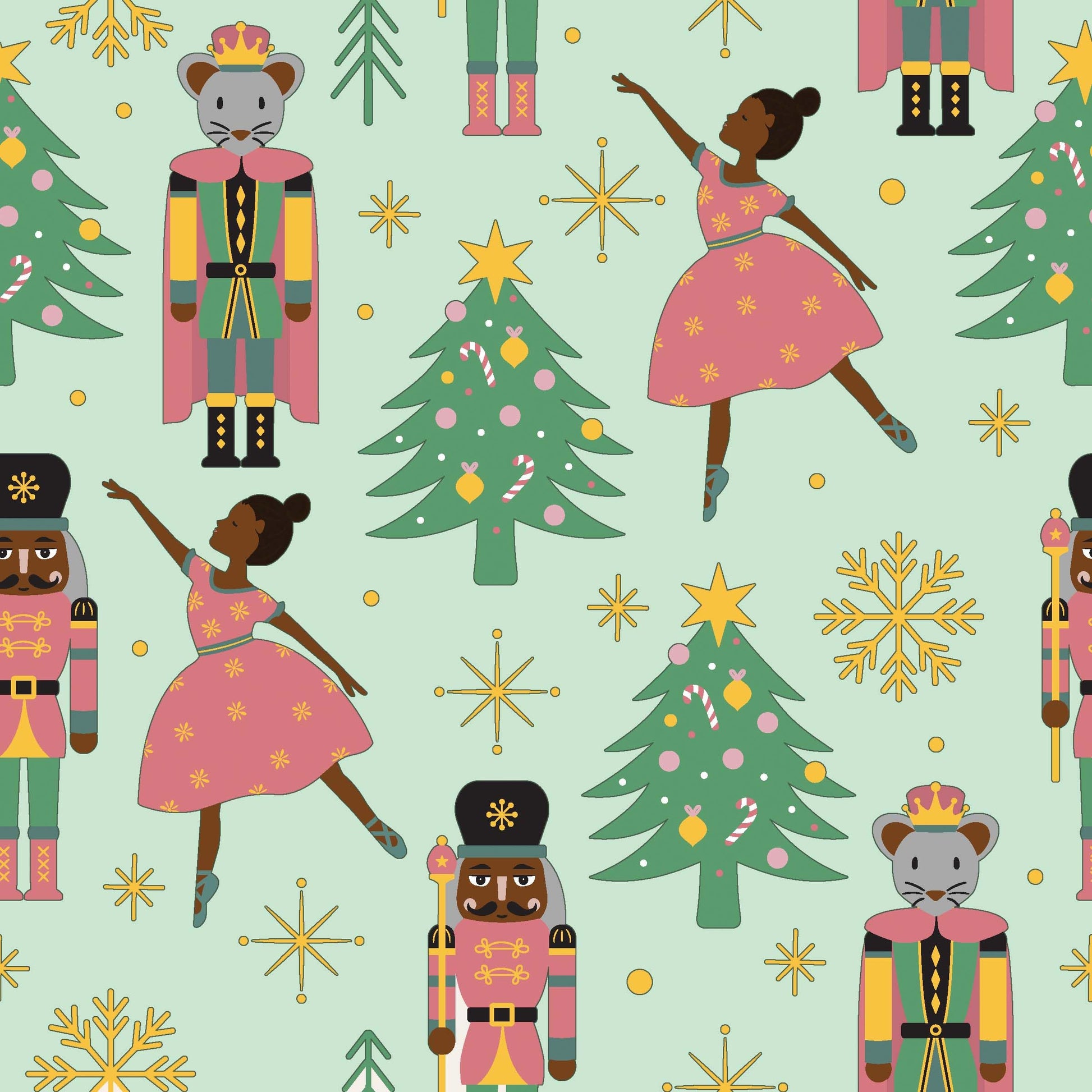 Elegant African American Nutcracker Wrapping Paper, Premium Christmas Black Ballet Dancer Gift Wrap, Inclusive X-Mas Holiday Party Decoration Decor (One 20 inch x 30 inch sheet)