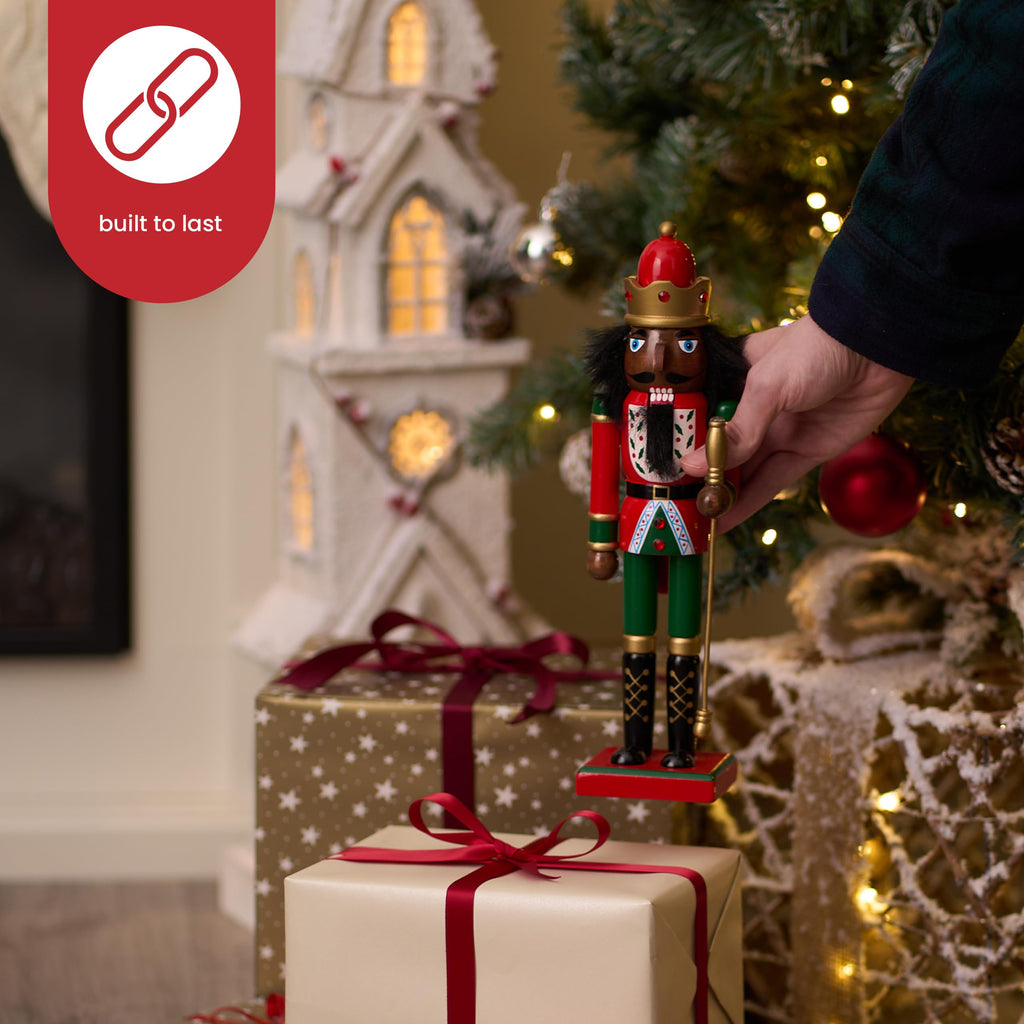 THE TWIDDLERS 12-Inch Wooden Nutcracker Christmas Decor African American King Soldier - Decorative Christmas Nutcracker Figures, Nutcracker Christmas Decorations, Cascanueces de Navidad with Gift Box