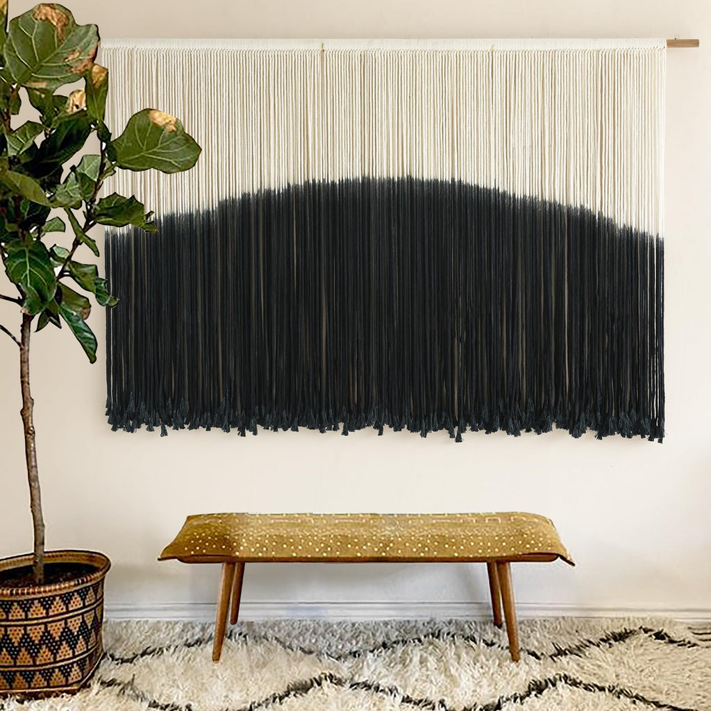 Flber Macrame Wall Hanging Tie-Dye Geometric Decor Large Scale Wall Art Statement Bohemian Yarn Tapestry Home Wall Decor 59''W*35''L