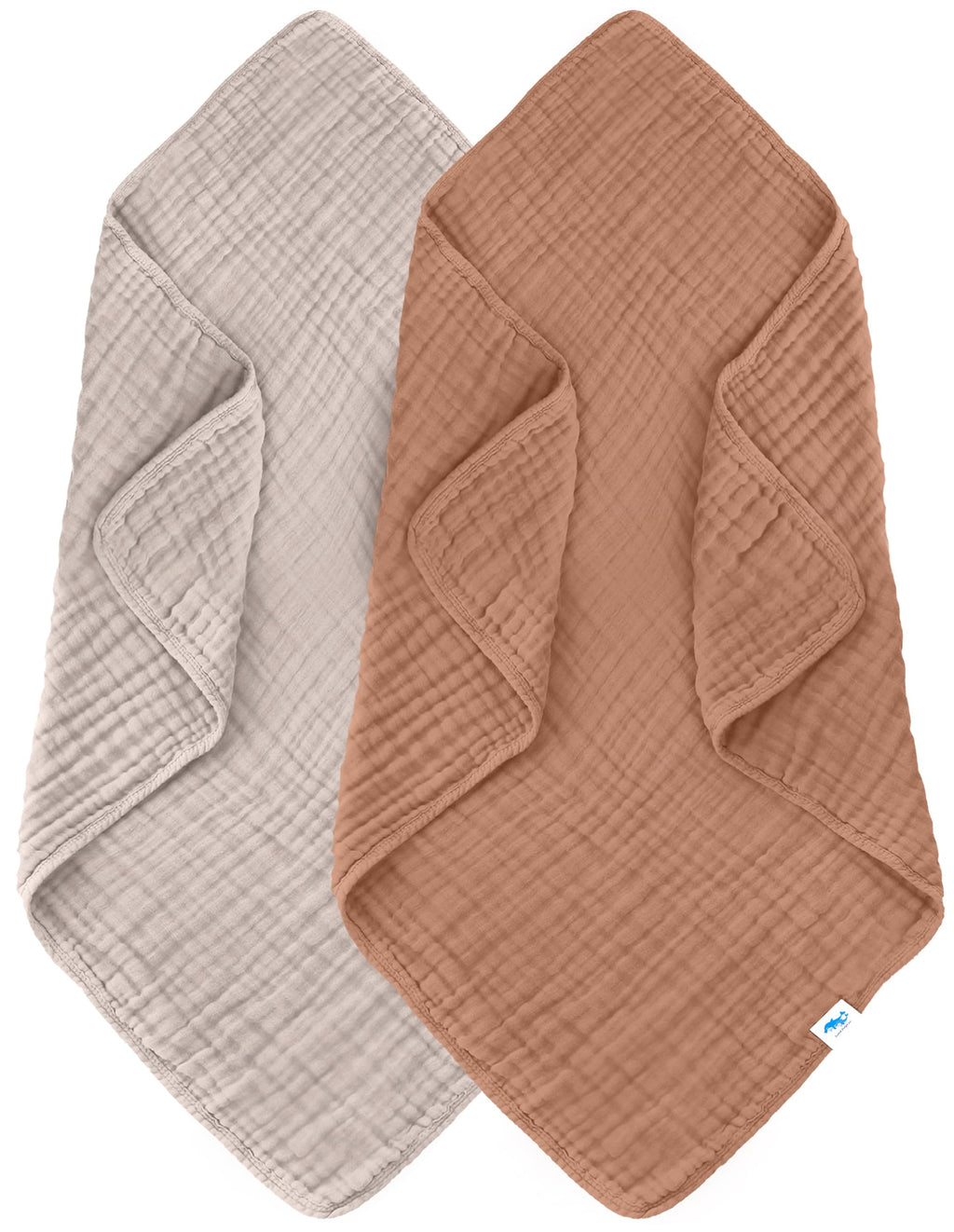 SWEET DOLPHIN Muslin Hooded Baby Bath Towels - 2 Pack 100% Cotton Towel for Babies, Infants, Toddlers - 32x32Inch - Highly Absorbent and Newborn Essential, Light Bean Paste