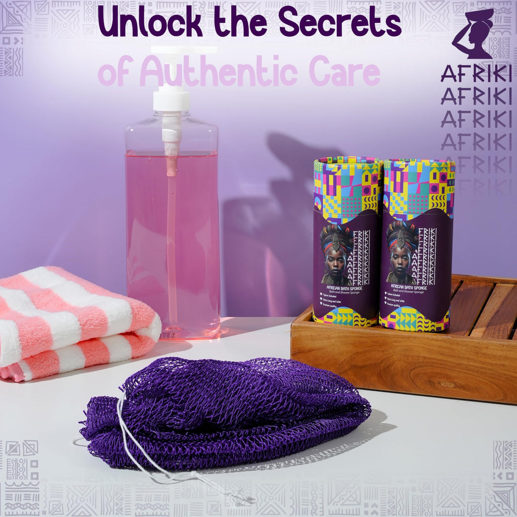 AFRIKI African Net Sponge – Exfoliating Body Scrubber, Black Owned & Rooted in Africa, All Skin Types | 45 in Long