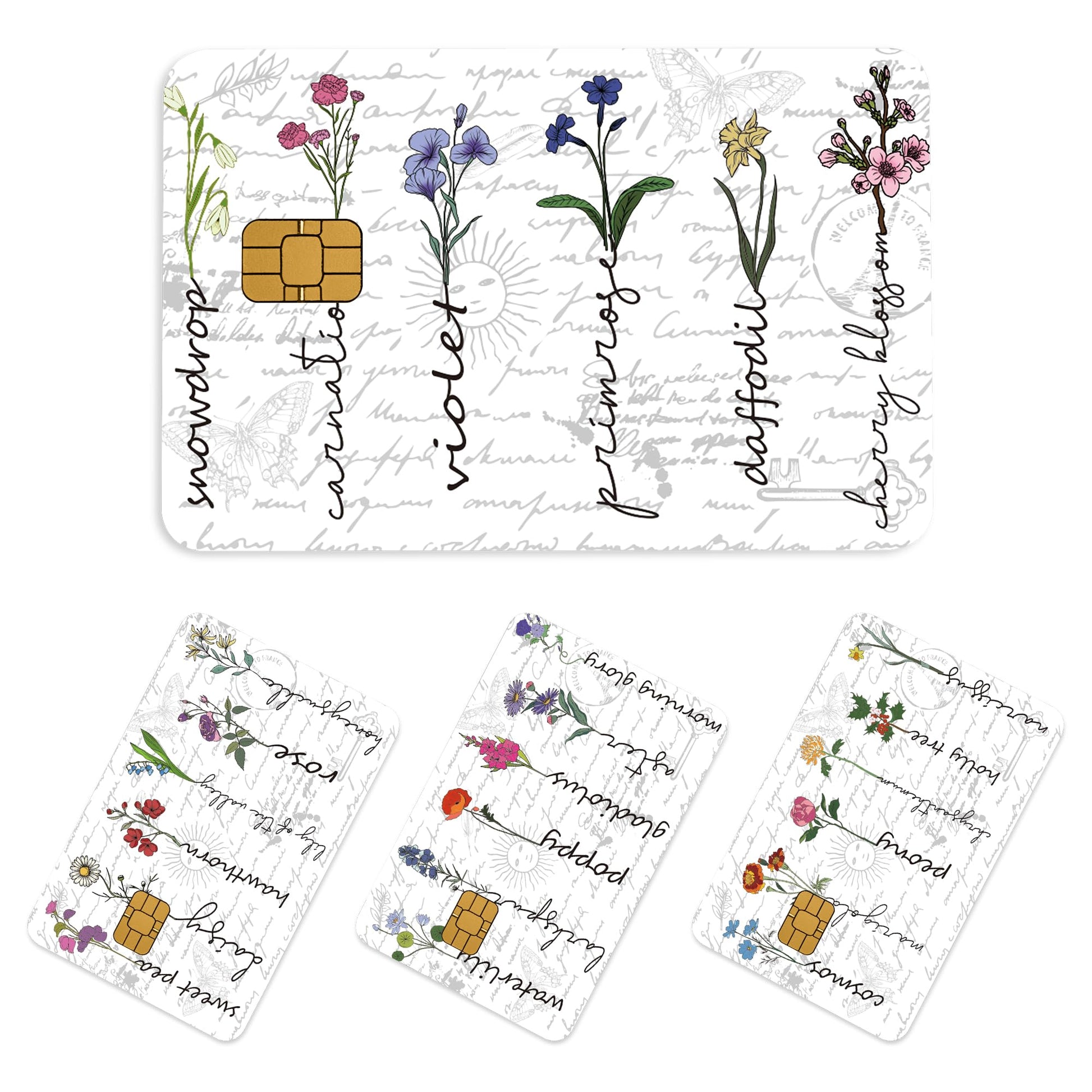 Credit Card Skin Stickers: 4PCS Scenic Mountain Debit Card Skins, Chinoiserie Landscape Cards Covers with Chip Cutout, Waterproof Removable Sticker Wraps for Bank Transportation Key Cards