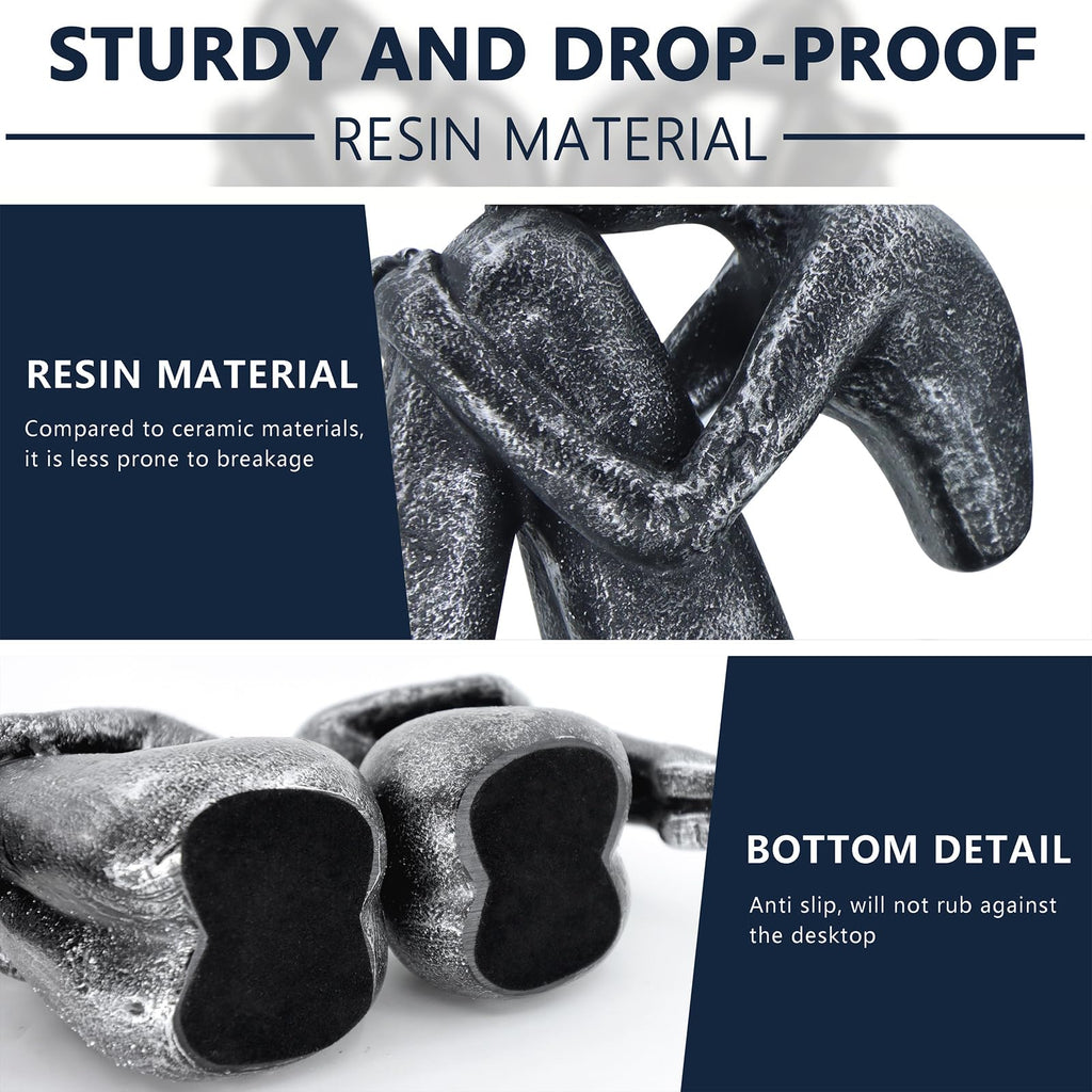 Black Decor Women Statue, Thinker Girl Sculptures, Modern Abstract Art Accents, Black Resin Collectible Figurines for Living Room Bedroom Bookshelf Coffe Table, Resin, 1Piece