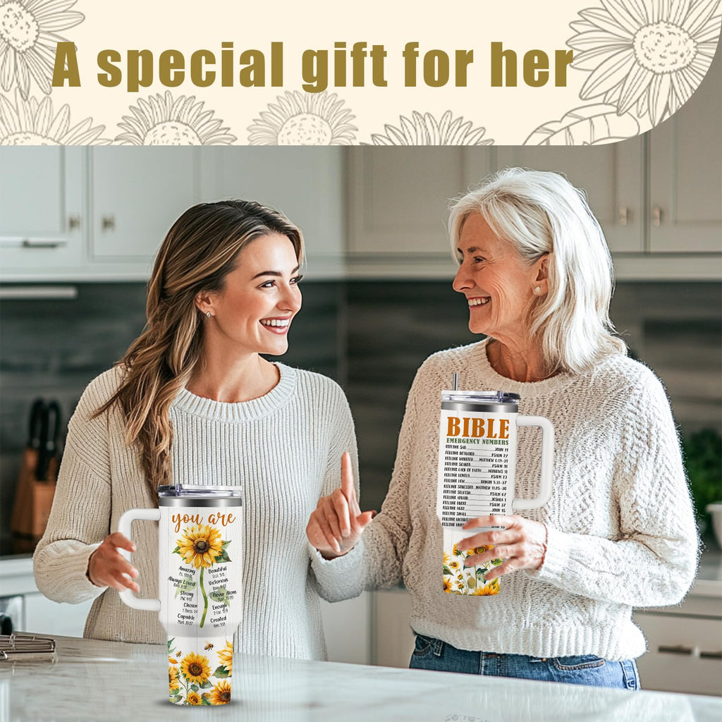 Christian Gifts for Women, 40 oz I Can Do All Things Christ Tumbler With Handle, Inspirational Religious Birthday Gifts for Faith Cup, Christian Jesus God Bible Verse Pastor Prayer Gift for Christmas