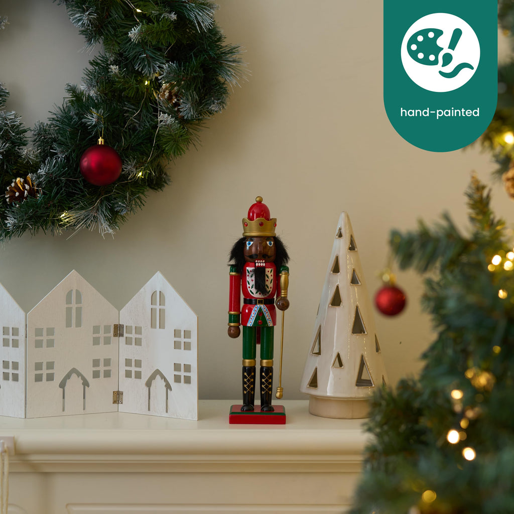 THE TWIDDLERS 12-Inch Wooden Nutcracker Christmas Decor African American King Soldier - Decorative Christmas Nutcracker Figures, Nutcracker Christmas Decorations, Cascanueces de Navidad with Gift Box