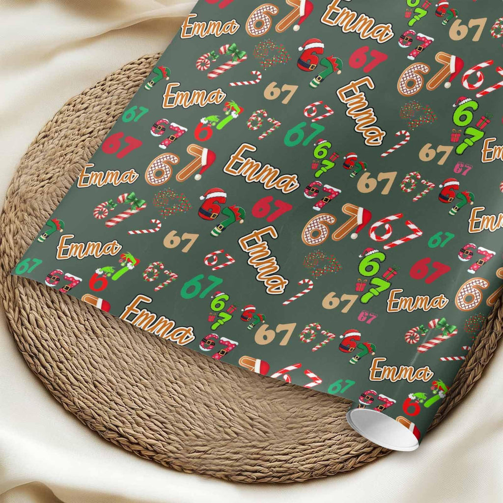 InterestPrint Custom Photo Wrapping Paper Merry Christmas with Christmas hat Wrapping Paper Custom Name Gift Wrap Roll Perfect for Birthdays 58"x 23"