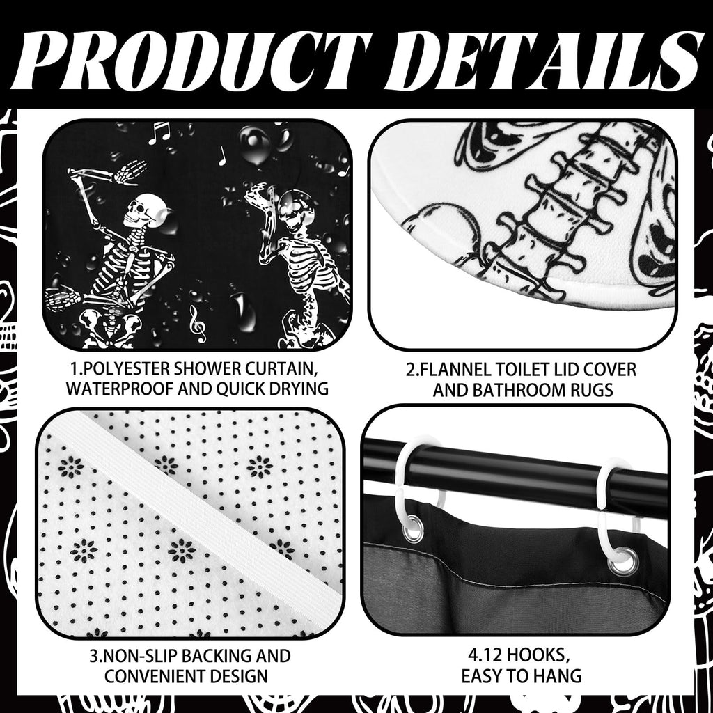 Honoson 8 Pcs Christmas Black Santa Claus Shower Curtain Set with Rugs and Kitchen Towels African American Retro Christmas Bathroom Decor Black Santa Curtain Decorations Xmas Farmhouse Gifts