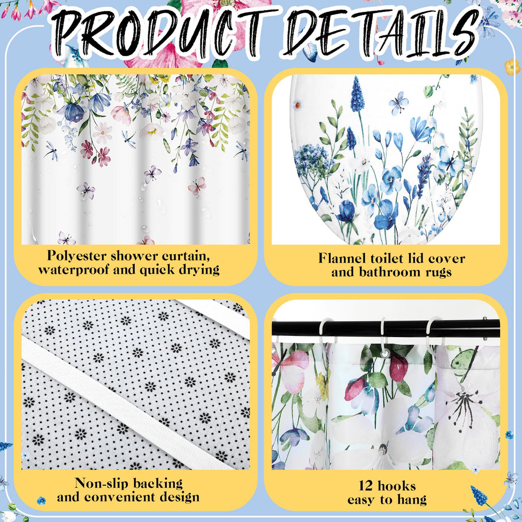 Honoson 8 Pcs Christmas Black Santa Claus Shower Curtain Set with Rugs and Kitchen Towels African American Retro Christmas Bathroom Decor Black Santa Curtain Decorations Xmas Farmhouse Gifts