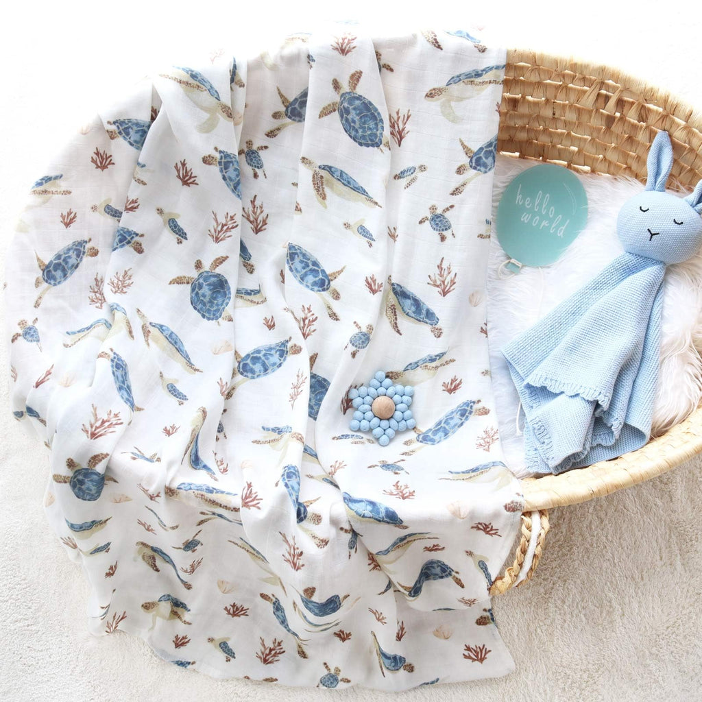 LifeTree Muslin Swaddle Blankets, Baby Swaddling Wrap Nursery Blanket Unisex, Soft 70% Viscose from Bamboo and 30% Cotton, Large 47 x 47 inches, Bear & Checkered Swaddle Blanket