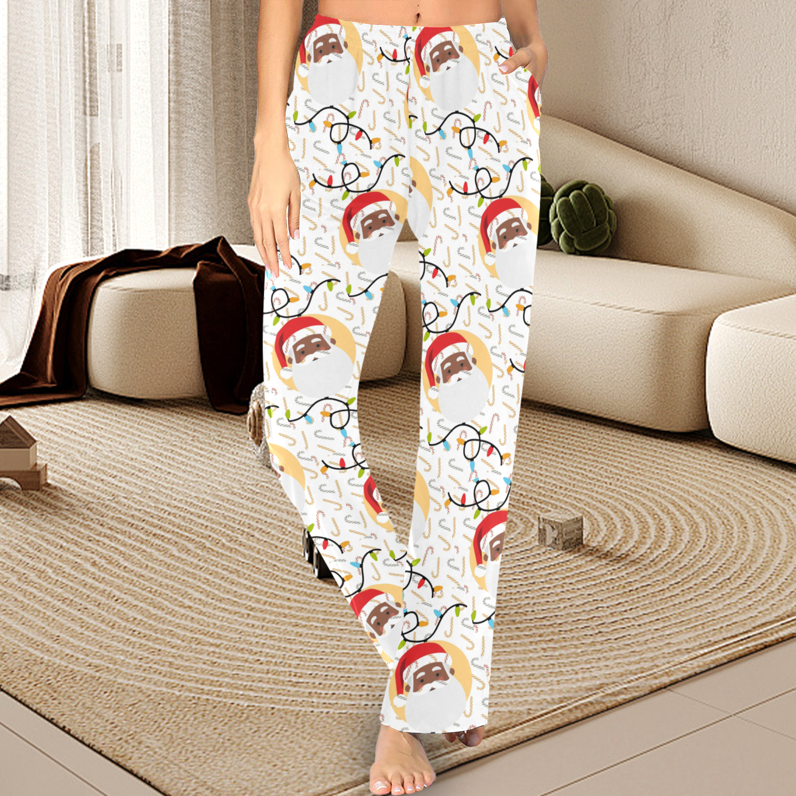 Black Santa Christmas Pajama bottoms