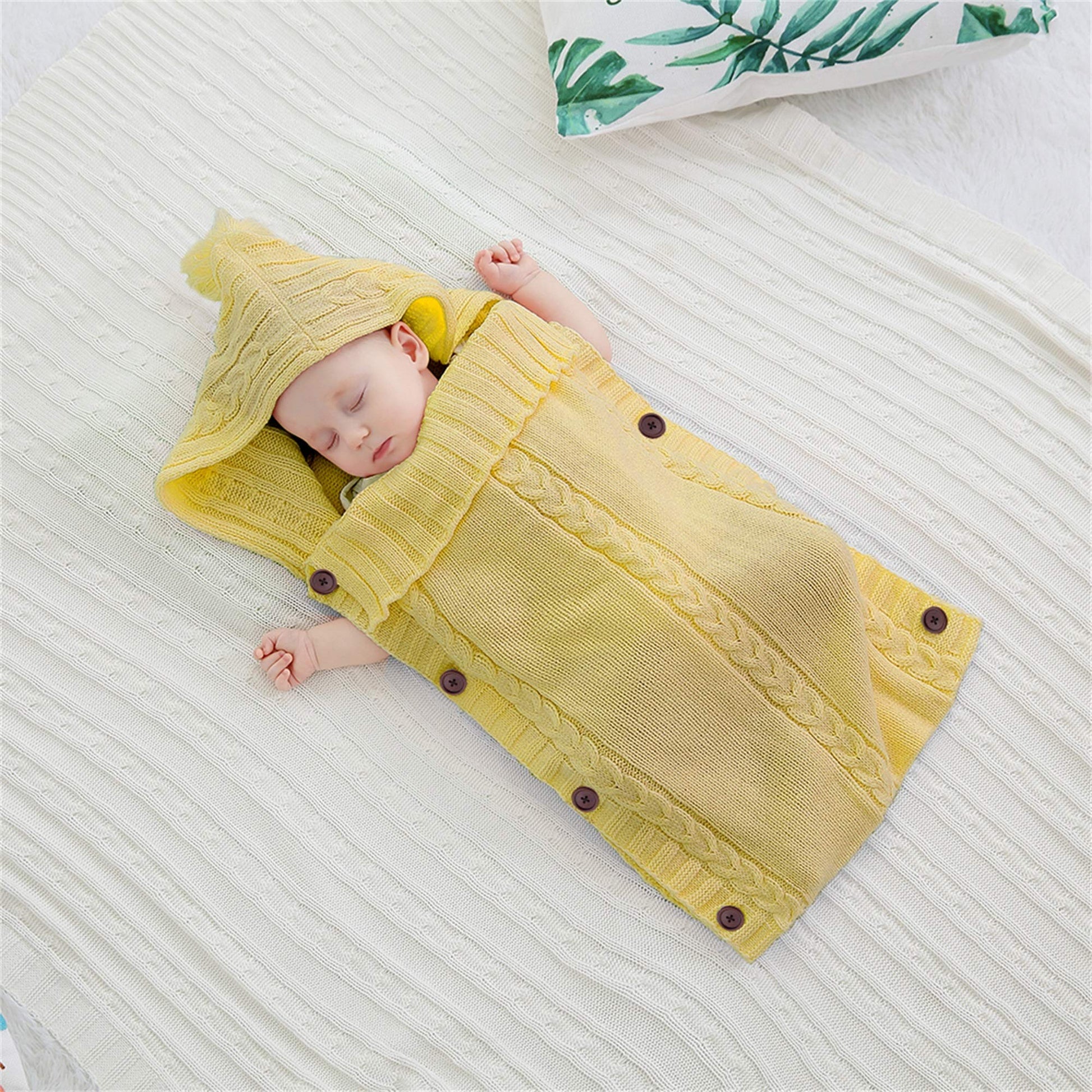 XMWEALTHY Newborn Baby Wrap Swaddle Blanket Knit Sleeping Bag Sleep Sack Stroller Wrap for Baby(Beige) (0-6 Month)