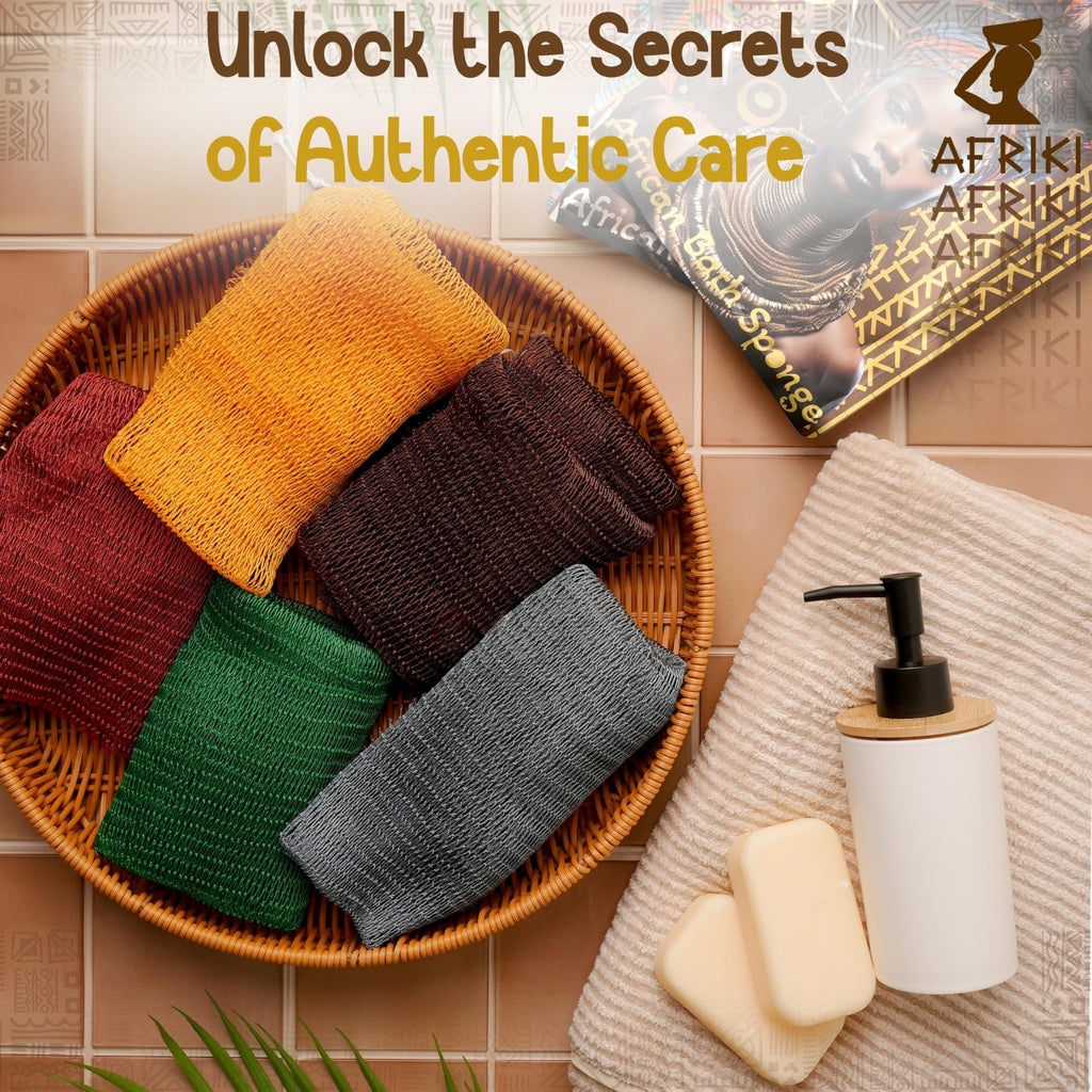 AFRIKI African Net Sponge – Exfoliating Body Scrubber, Black Owned & Rooted in Africa, All Skin Types | 45 in Long