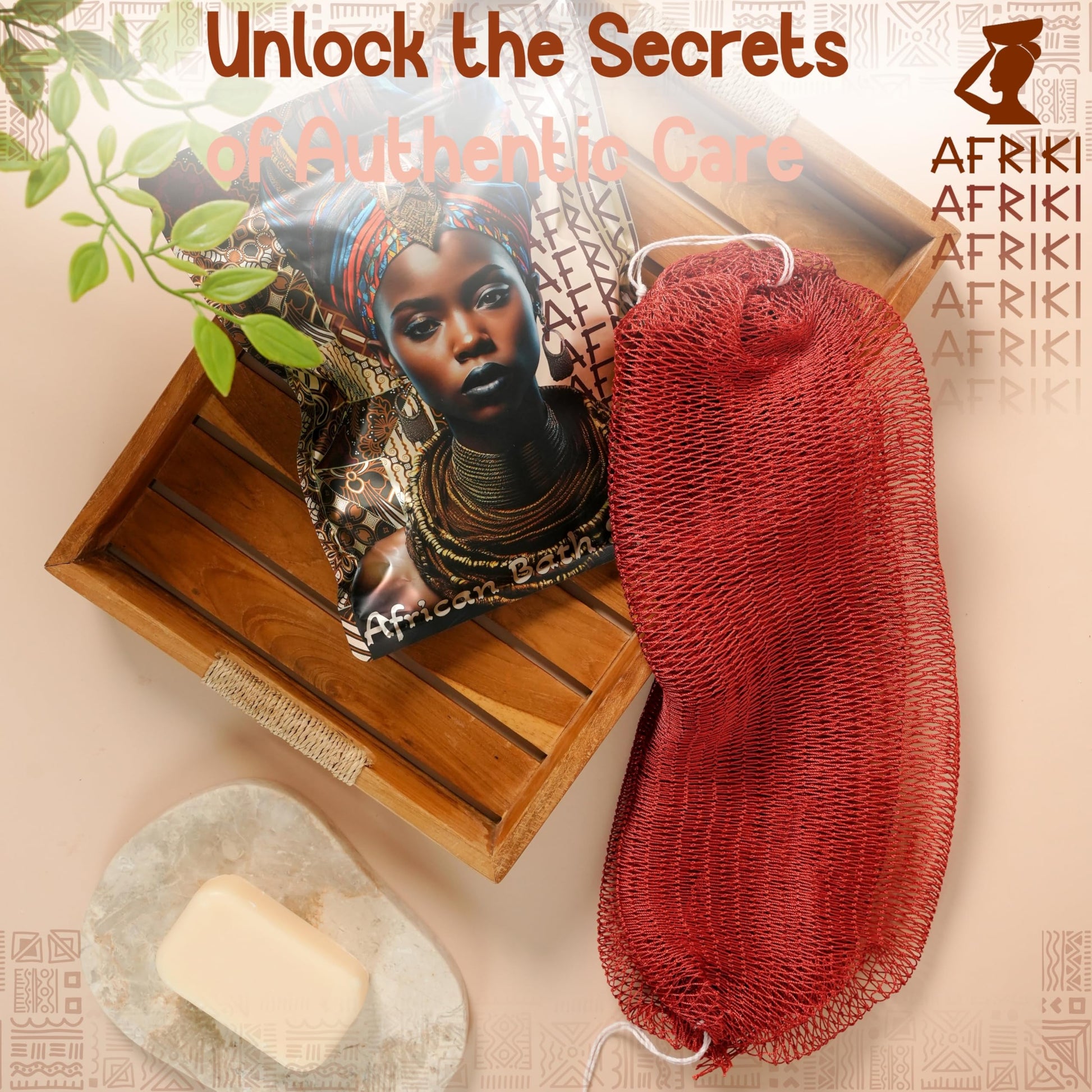 AFRIKI African Net Sponge – Exfoliating Body Scrubber, Black Owned & Rooted in Africa, All Skin Types | 45 in Long