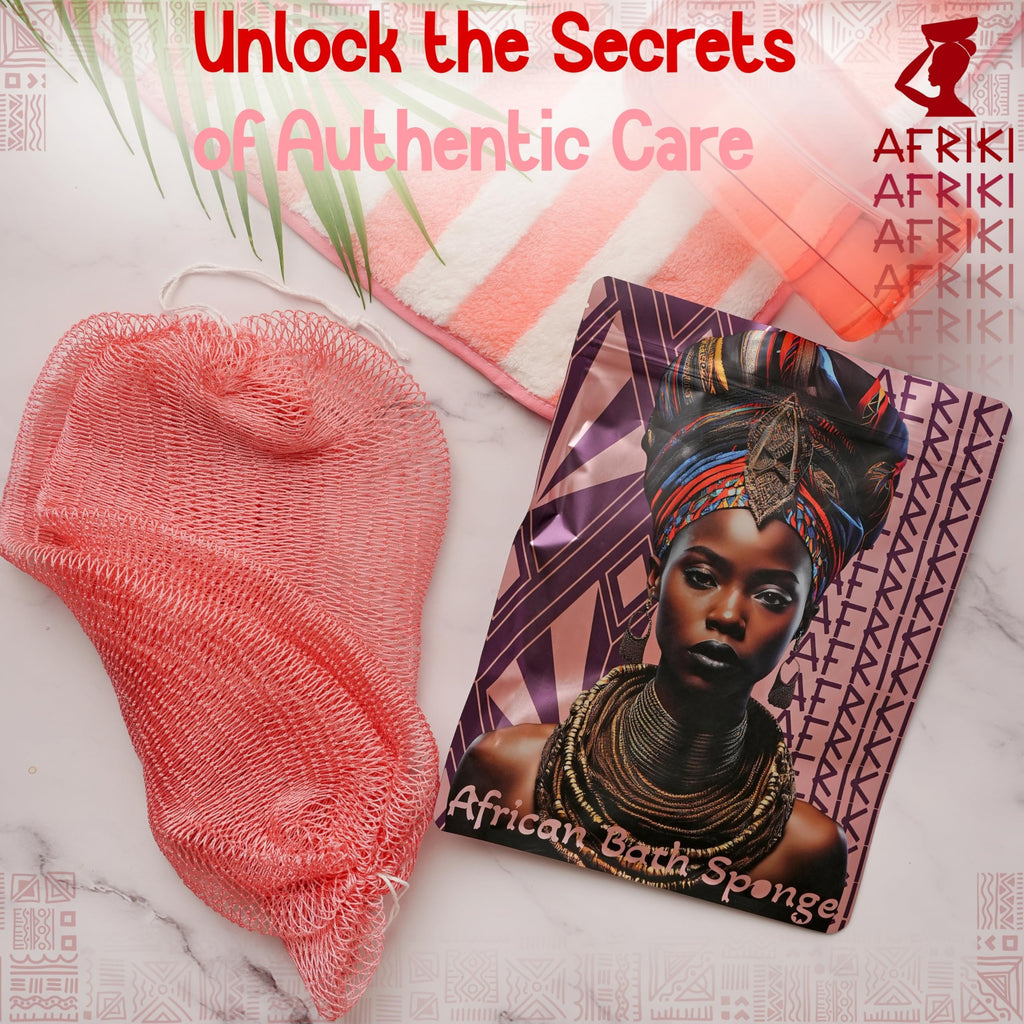AFRIKI African Net Sponge – Exfoliating Body Scrubber, Black Owned & Rooted in Africa, All Skin Types | 45 in Long