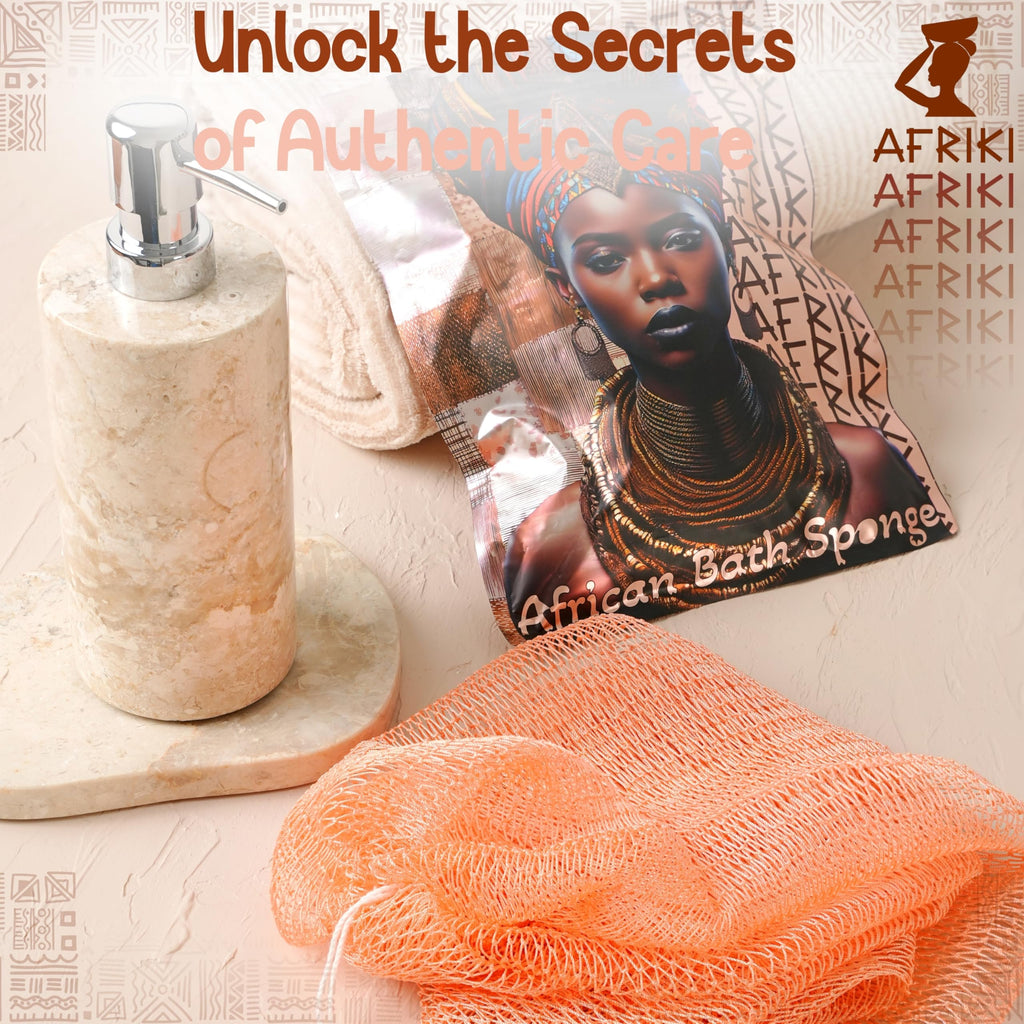 AFRIKI African Net Sponge – Exfoliating Body Scrubber, Black Owned & Rooted in Africa, All Skin Types | 45 in Long