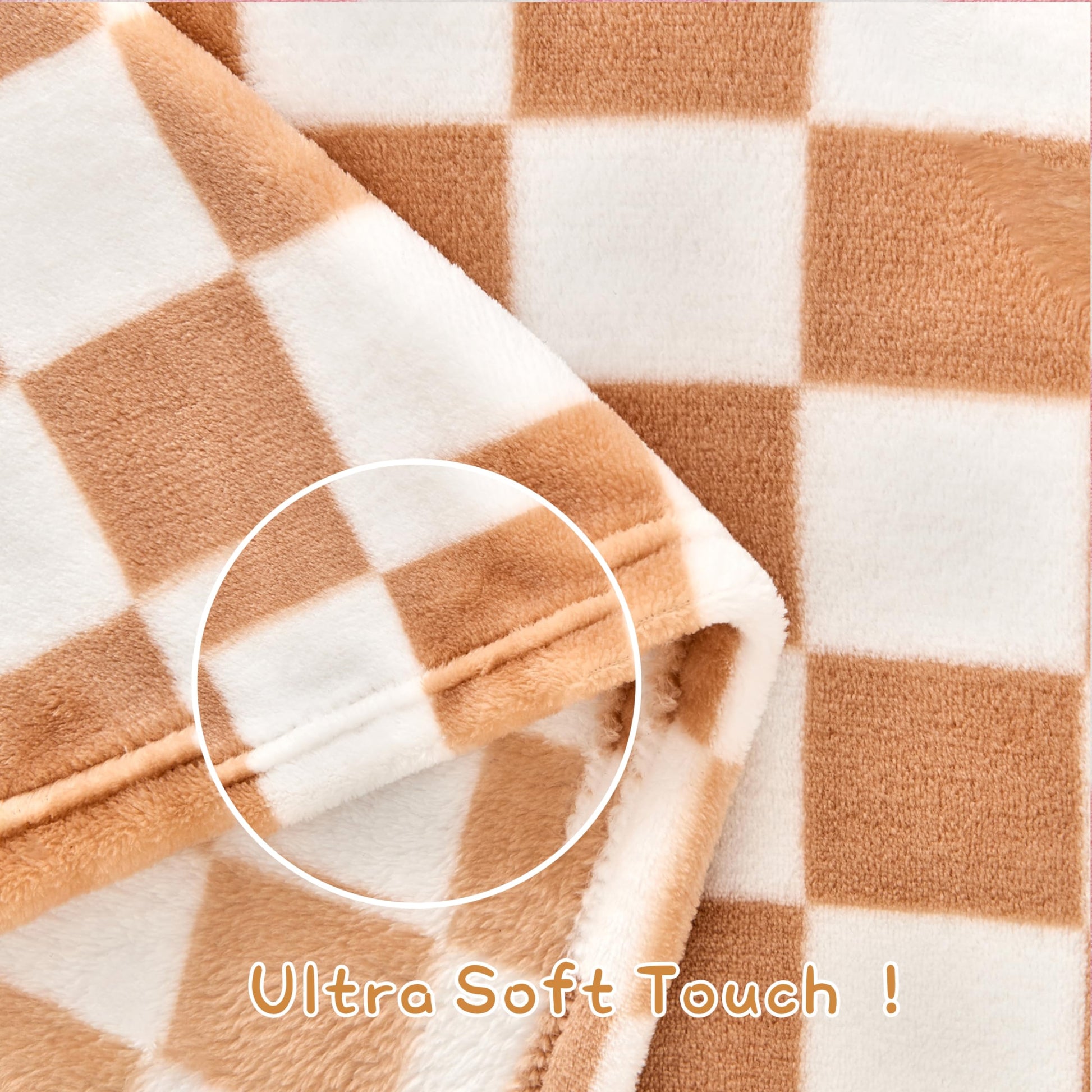 Yurhap Checkered Baby Blanket Fleece Baby Blankets Neutral for Boys Girls, Super Soft Warm Lightweight Infant Toddler Newborn Receiving Blankets for Crib Stroller, 30''x40'', Khaki