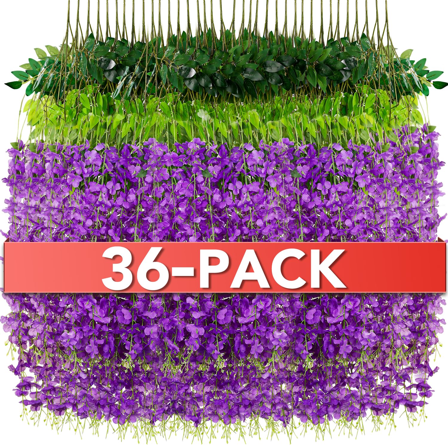 Wisteria Hanging Flowers,Fake Hanging Flowers,Wisteria artificiales Garland for Home Wedding Arch Floral Party Garden Ceremony Outdoor Decor,3.6 feet Long(36,White)
