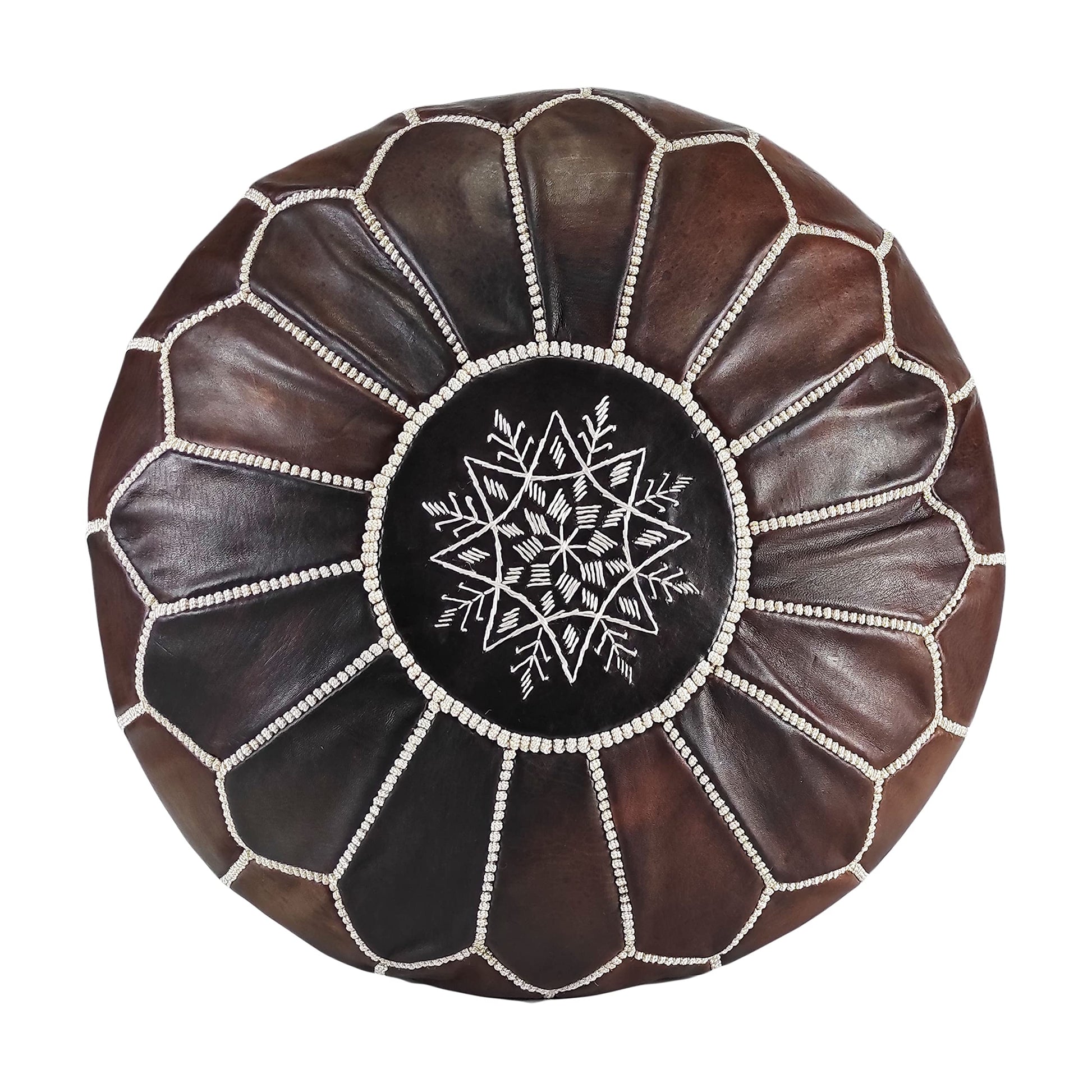 Fezcrafts Genuine Leather Moroccan Ottoman unstuffed Moroccan Pouf Footresf Livin Room Cocktail Seats Goatskin Tribal Bohemian Home Decor (Black)