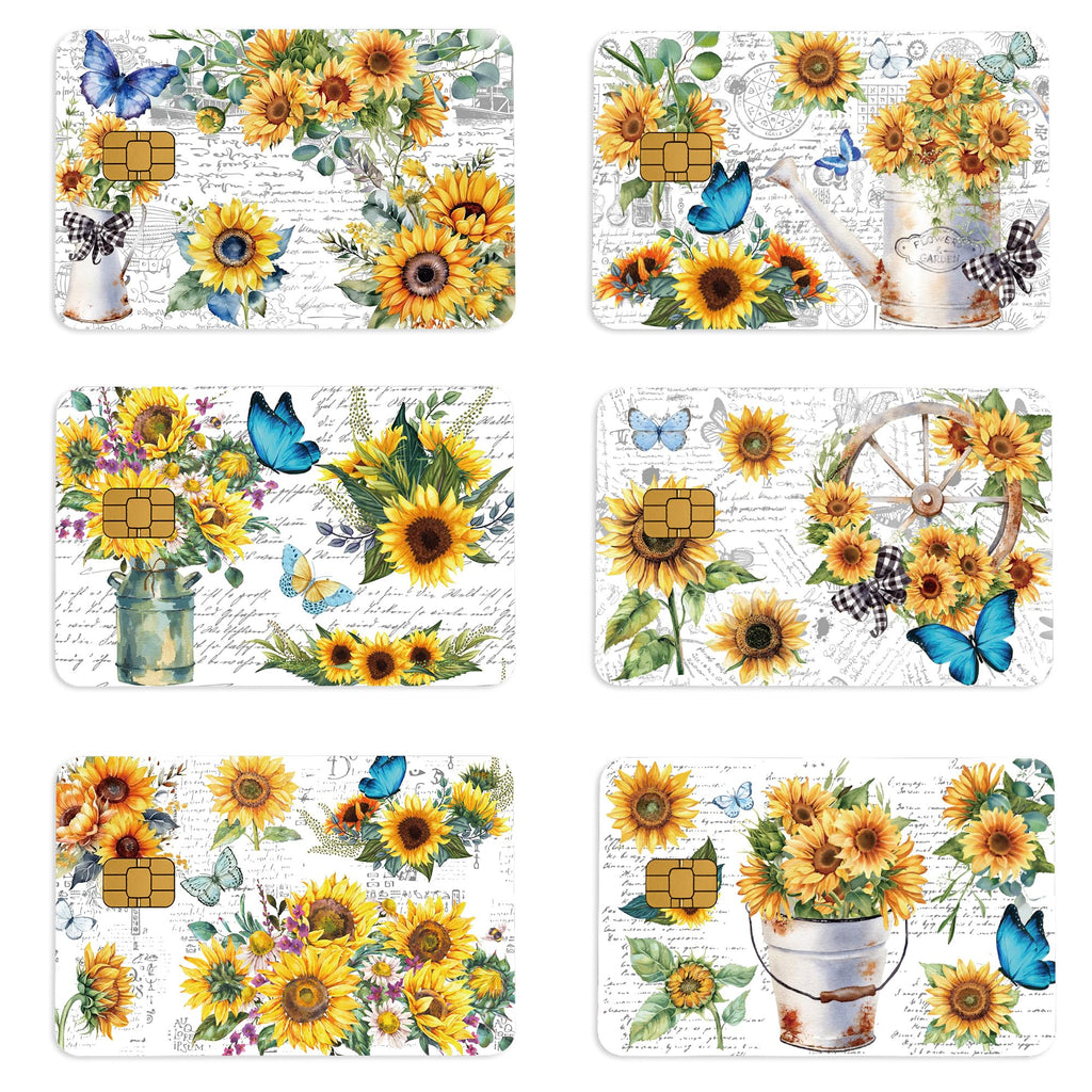 Credit Card Skin Stickers: 4PCS Scenic Mountain Debit Card Skins, Chinoiserie Landscape Cards Covers with Chip Cutout, Waterproof Removable Sticker Wraps for Bank Transportation Key Cards