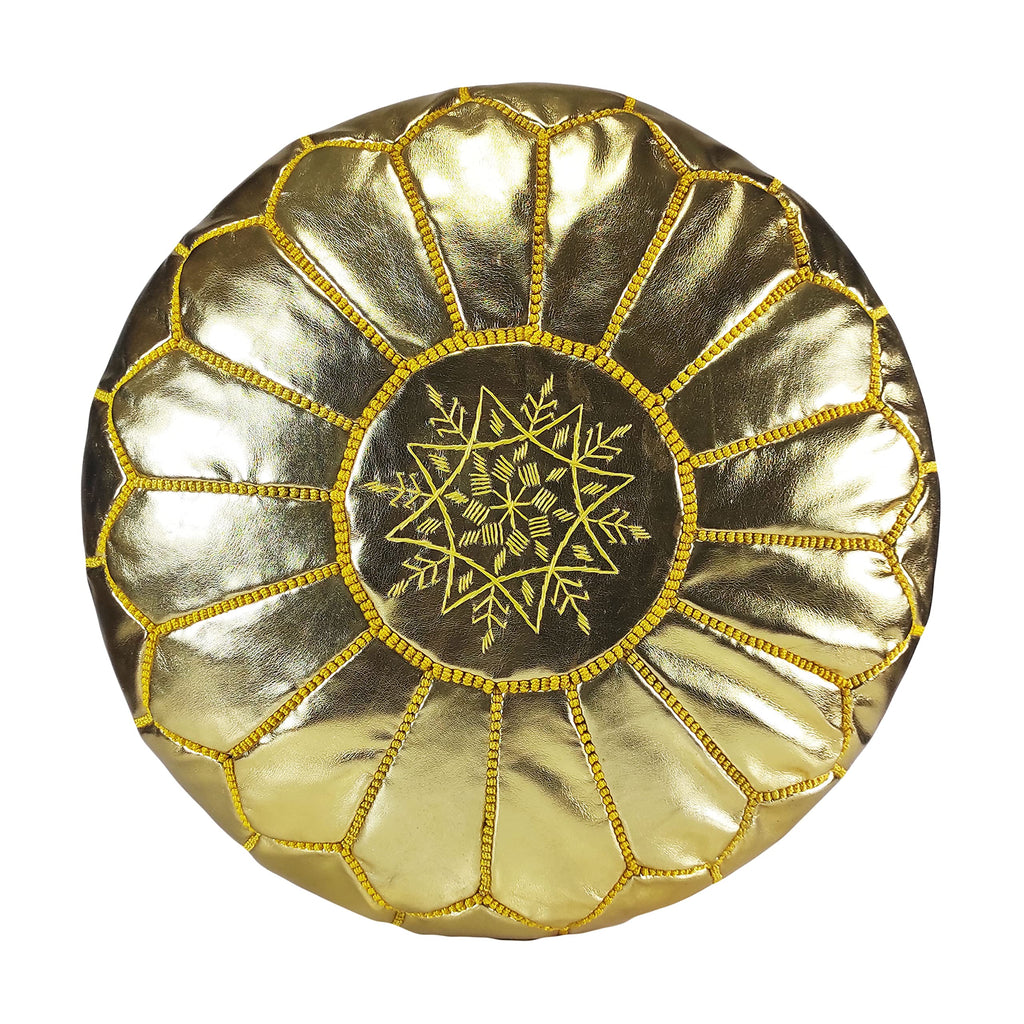 Fezcrafts Genuine Leather Moroccan Ottoman unstuffed Moroccan Pouf Footresf Livin Room Cocktail Seats Goatskin Tribal Bohemian Home Decor (Black)