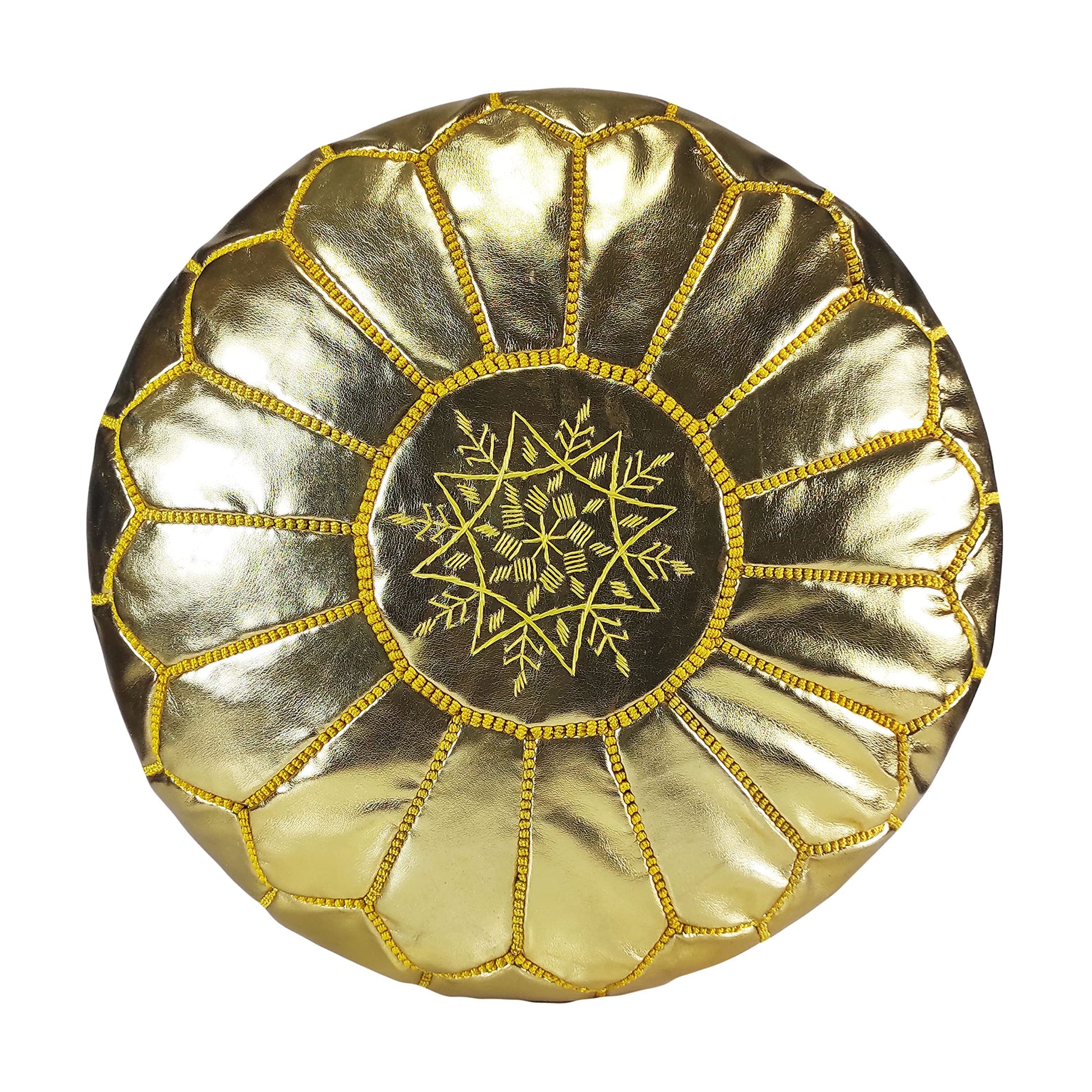 Fezcrafts Genuine Leather Moroccan Ottoman unstuffed Moroccan Pouf Footresf Livin Room Cocktail Seats Goatskin Tribal Bohemian Home Decor (Black)