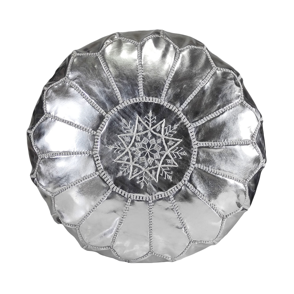 Fezcrafts Genuine Leather Moroccan Ottoman unstuffed Moroccan Pouf Footresf Livin Room Cocktail Seats Goatskin Tribal Bohemian Home Decor (Black)