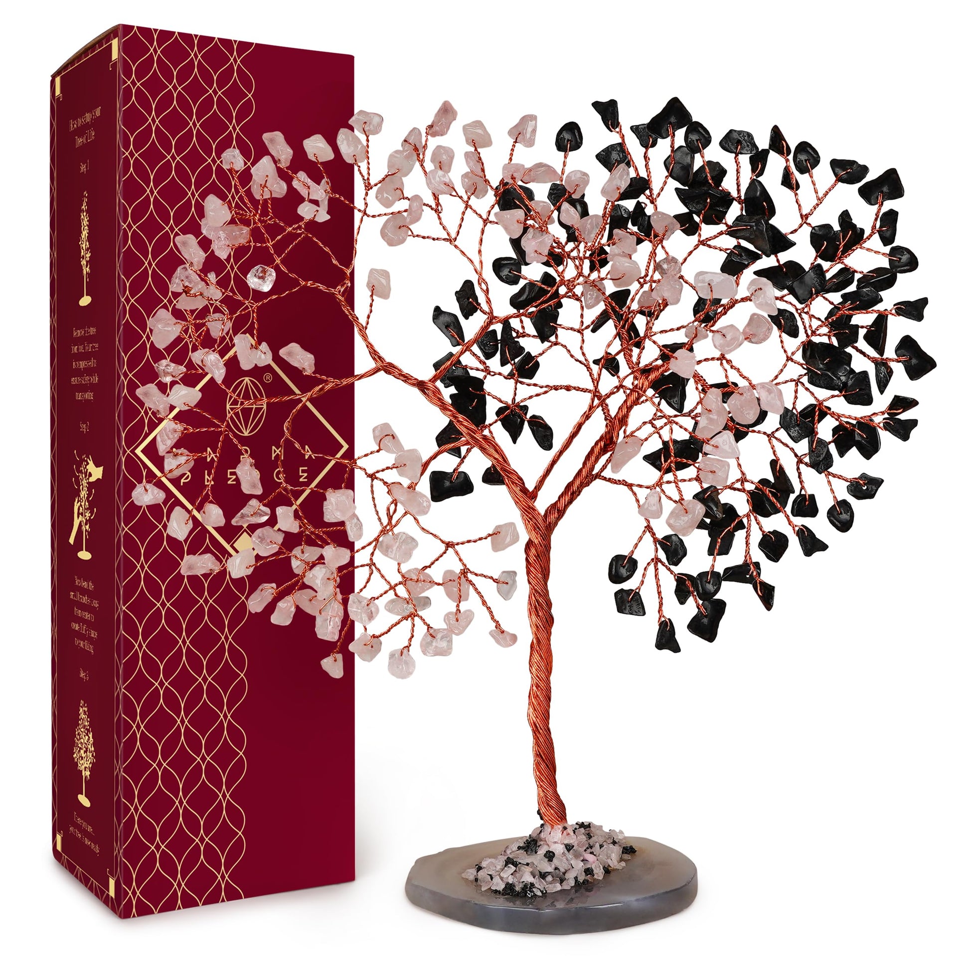 Crystal Tree of Life 7 Chakra Healing Crystals Trees for Home Decor, Office Desk Decor, Boho Decor, Handmade Bonsai Trees for Positive Energy, Money, Good Luck Birthday Gifts for Women, Mom