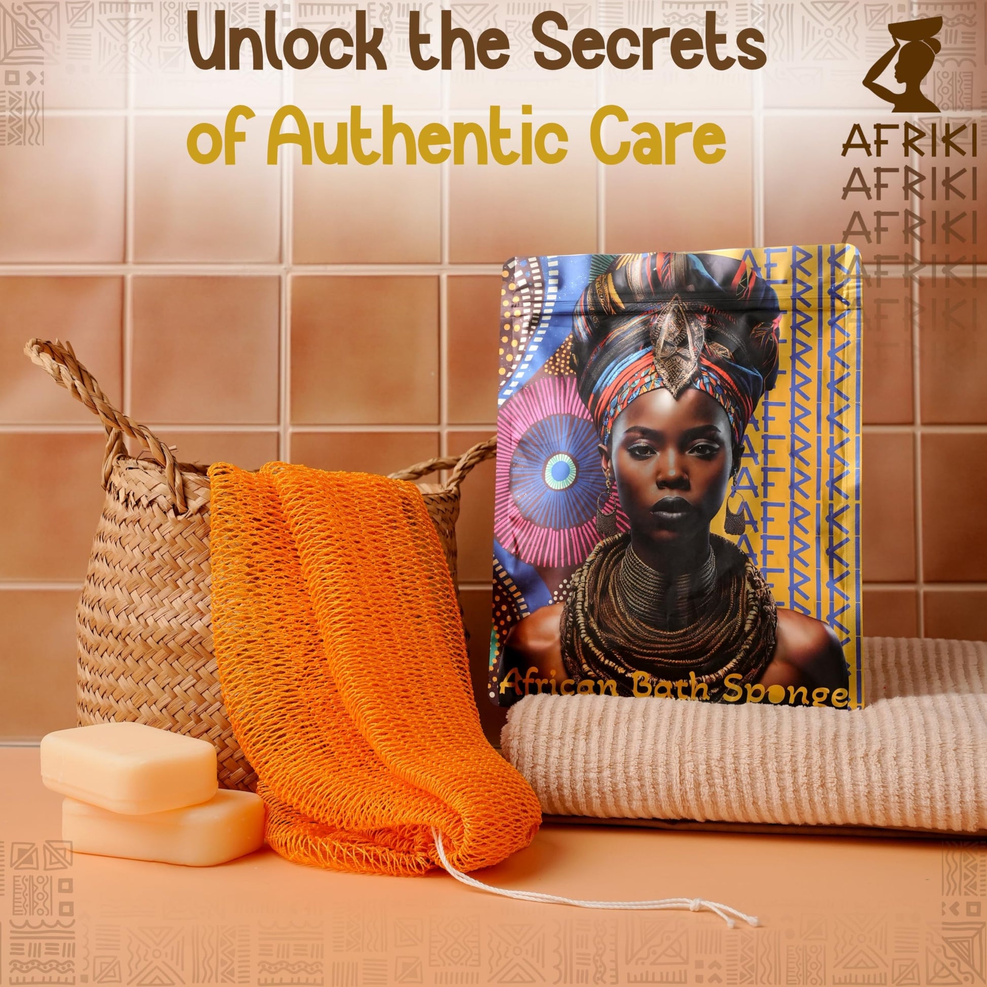 AFRIKI African Net Sponge – Exfoliating Body Scrubber, Black Owned & Rooted in Africa, All Skin Types | 45 in Long