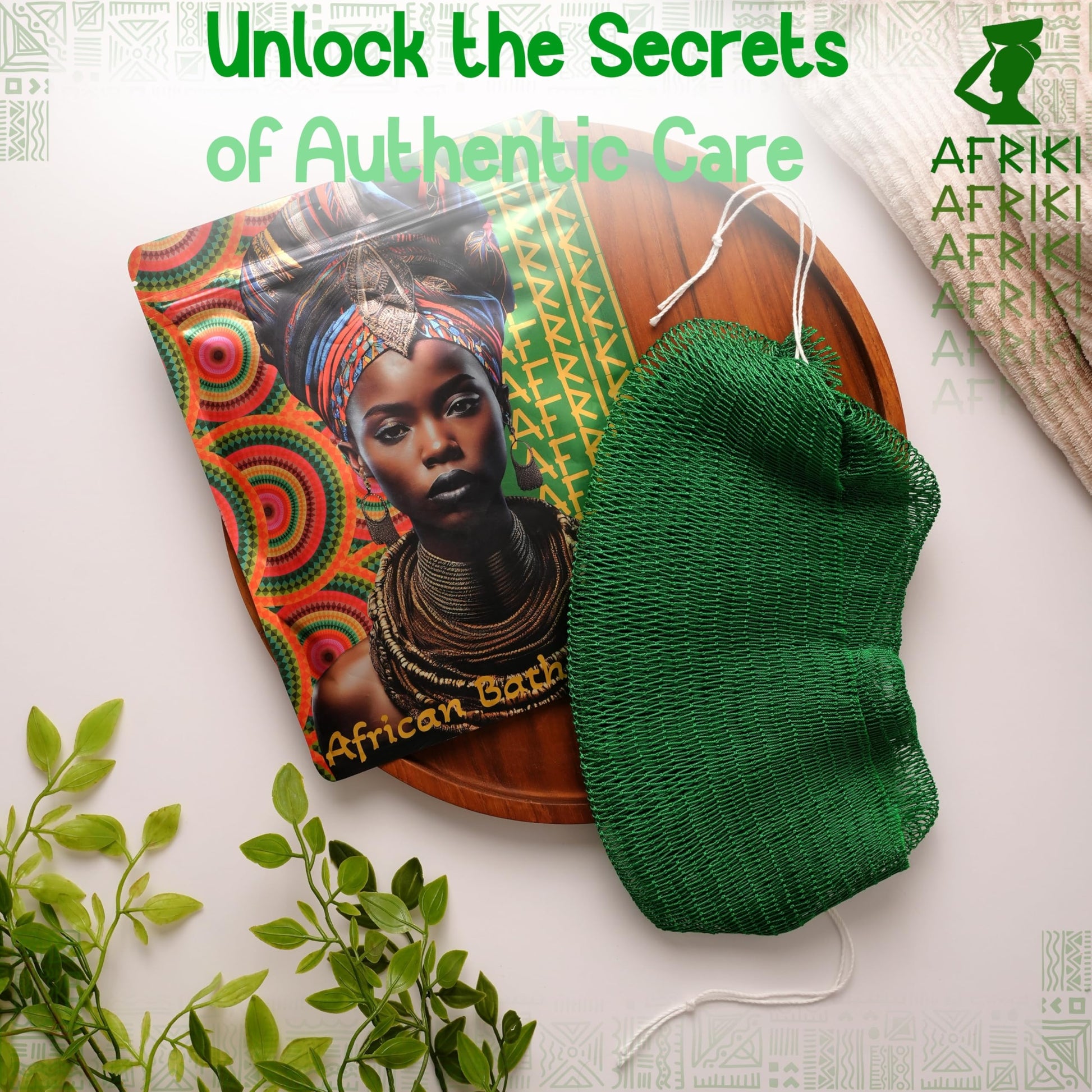 AFRIKI African Net Sponge – Exfoliating Body Scrubber, Black Owned & Rooted in Africa, All Skin Types | 45 in Long