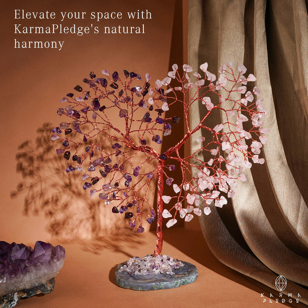 Crystal Tree of Life 7 Chakra Healing Crystals Trees for Home Decor, Office Desk Decor, Boho Decor, Handmade Bonsai Trees for Positive Energy, Money, Good Luck Birthday Gifts for Women, Mom