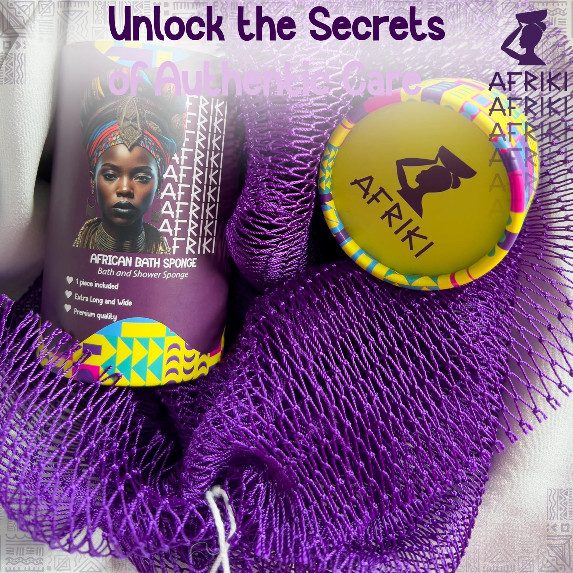 AFRIKI African Net Sponge – Exfoliating Body Scrubber, Black Owned & Rooted in Africa, All Skin Types | 45 in Long