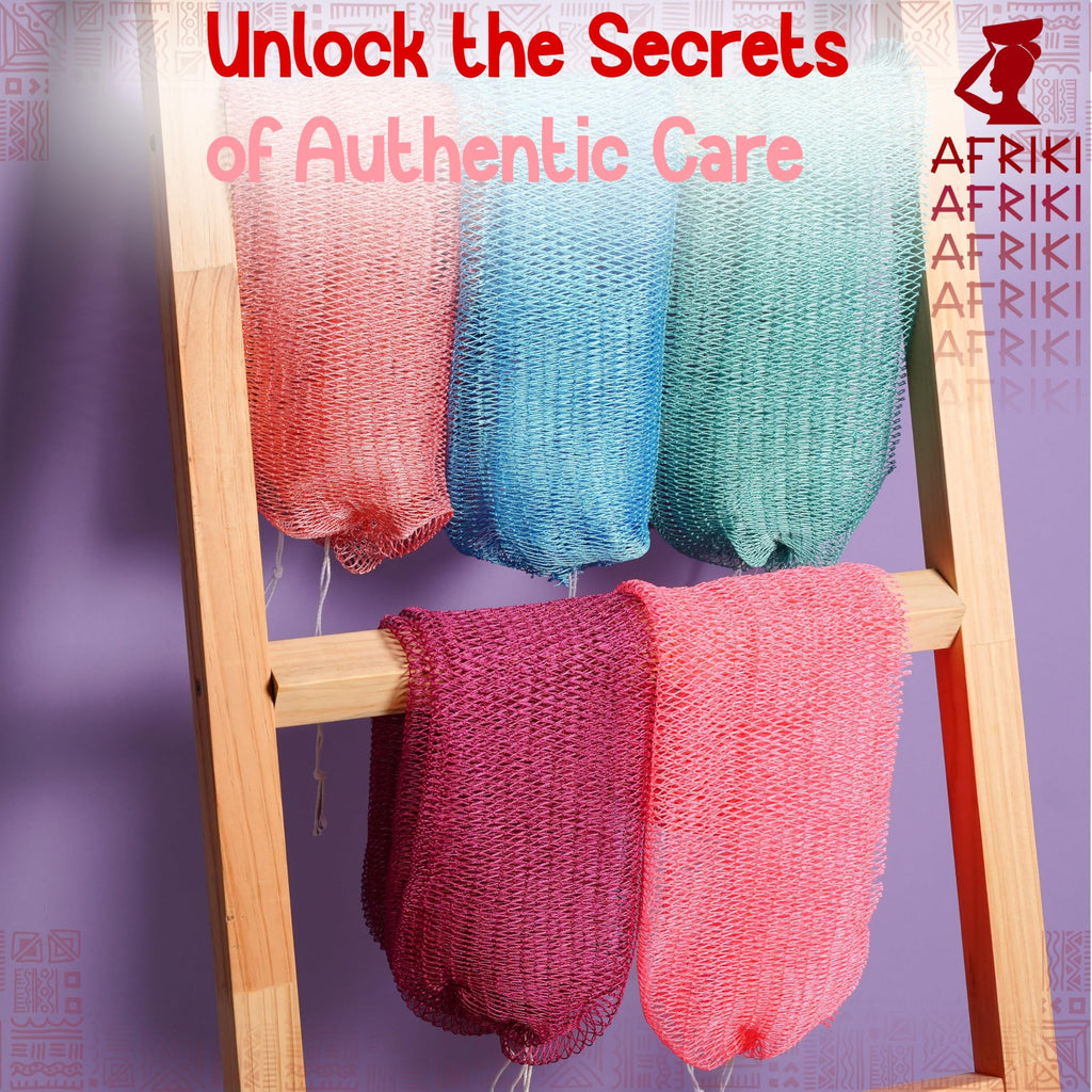 AFRIKI African Net Sponge – Exfoliating Body Scrubber, Black Owned & Rooted in Africa, All Skin Types | 45 in Long