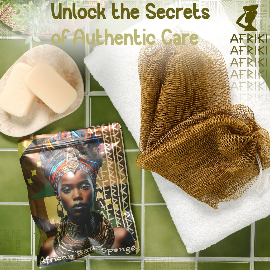 AFRIKI African Net Sponge – Exfoliating Body Scrubber, Black Owned & Rooted in Africa, All Skin Types | 45 in Long