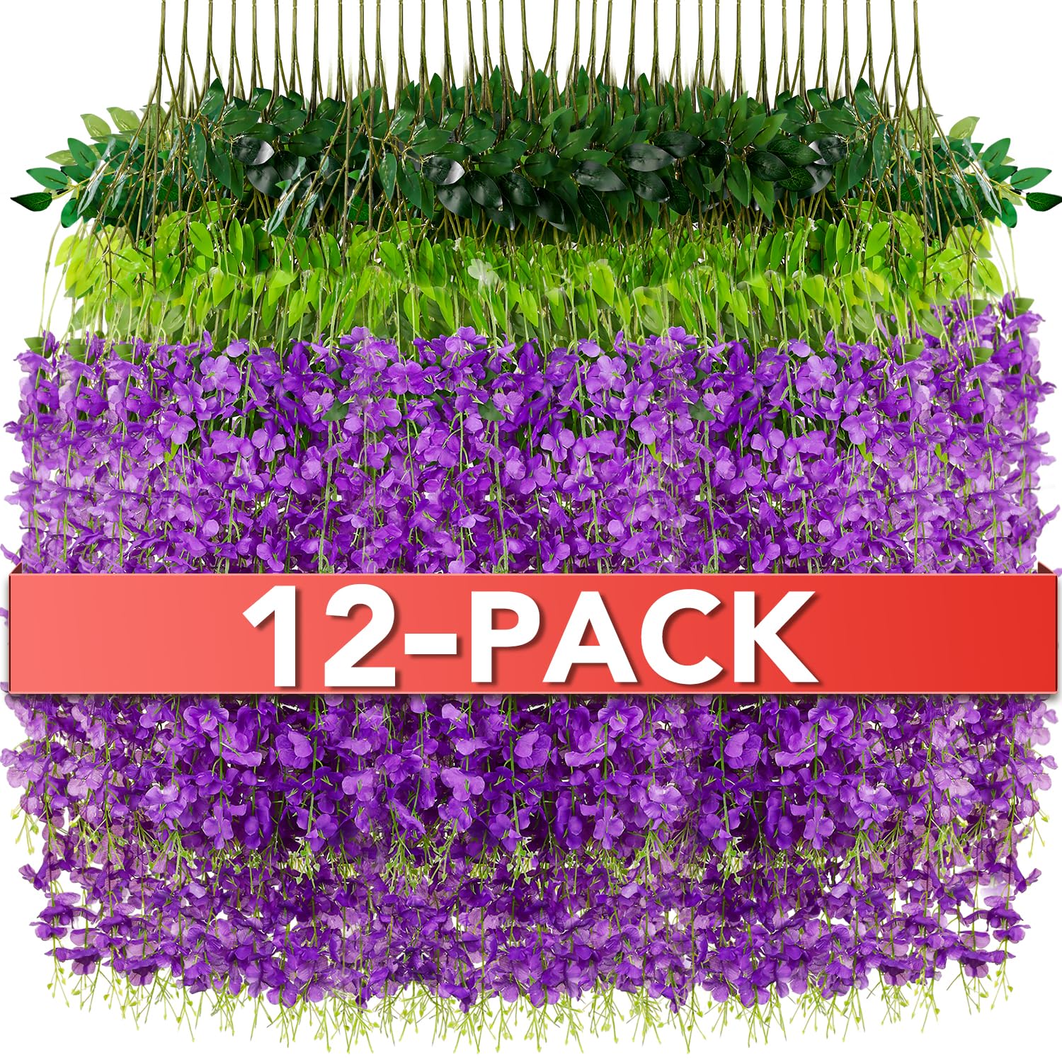 Wisteria Hanging Flowers,Fake Hanging Flowers,Wisteria artificiales Garland for Home Wedding Arch Floral Party Garden Ceremony Outdoor Decor,3.6 feet Long(36,White)