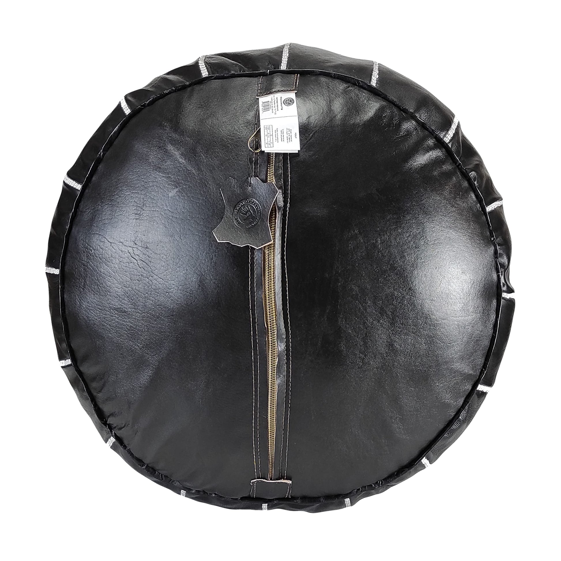 Fezcrafts Genuine Leather Moroccan Ottoman unstuffed Moroccan Pouf Footresf Livin Room Cocktail Seats Goatskin Tribal Bohemian Home Decor (Black)