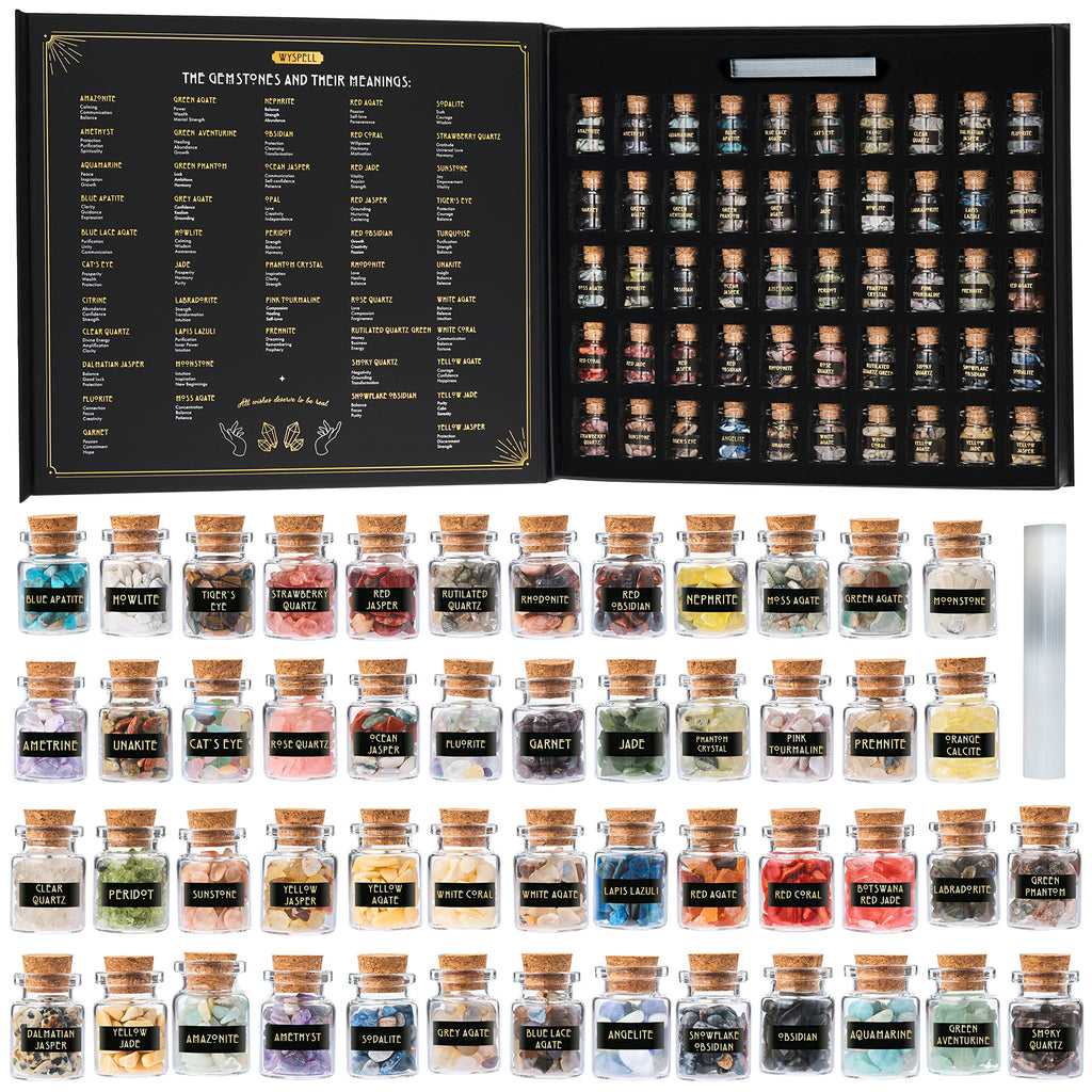 Bulk Crystals and Healing Stones 50 PCS - Real Mini Crystals for Spell Jars - Crystals for Witchcraft - Crystal Sets for Witchcraft Supplies - Real Crystal Witch Healing Crystals for Beginners Set