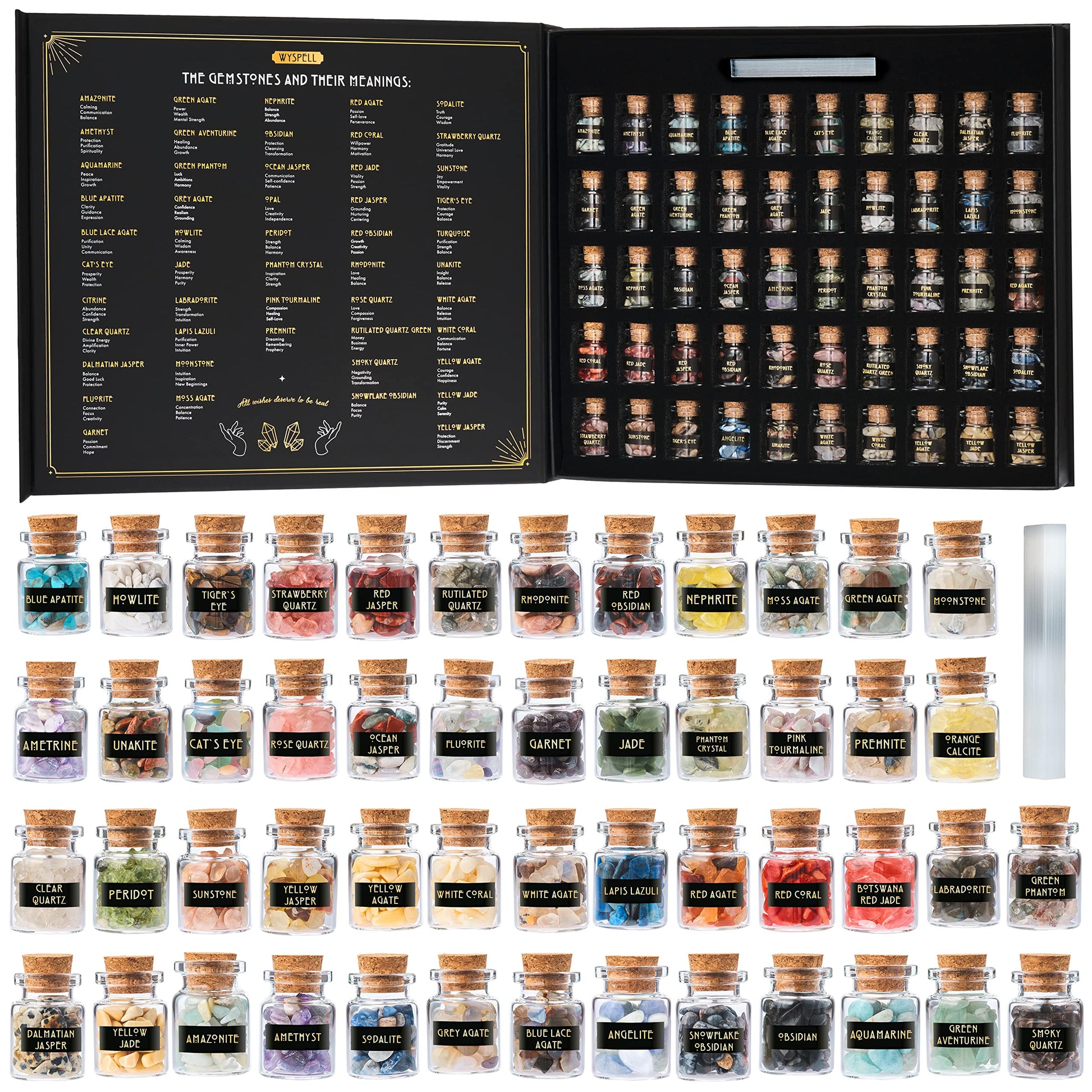 Bulk Crystals and Healing Stones 50 PCS - Real Mini Crystals for Spell Jars - Crystals for Witchcraft - Crystal Sets for Witchcraft Supplies - Real Crystal Witch Healing Crystals for Beginners Set